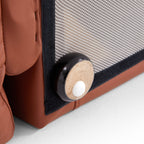 Canapé en cuir véritable brun rougeâtre capitonné beurre