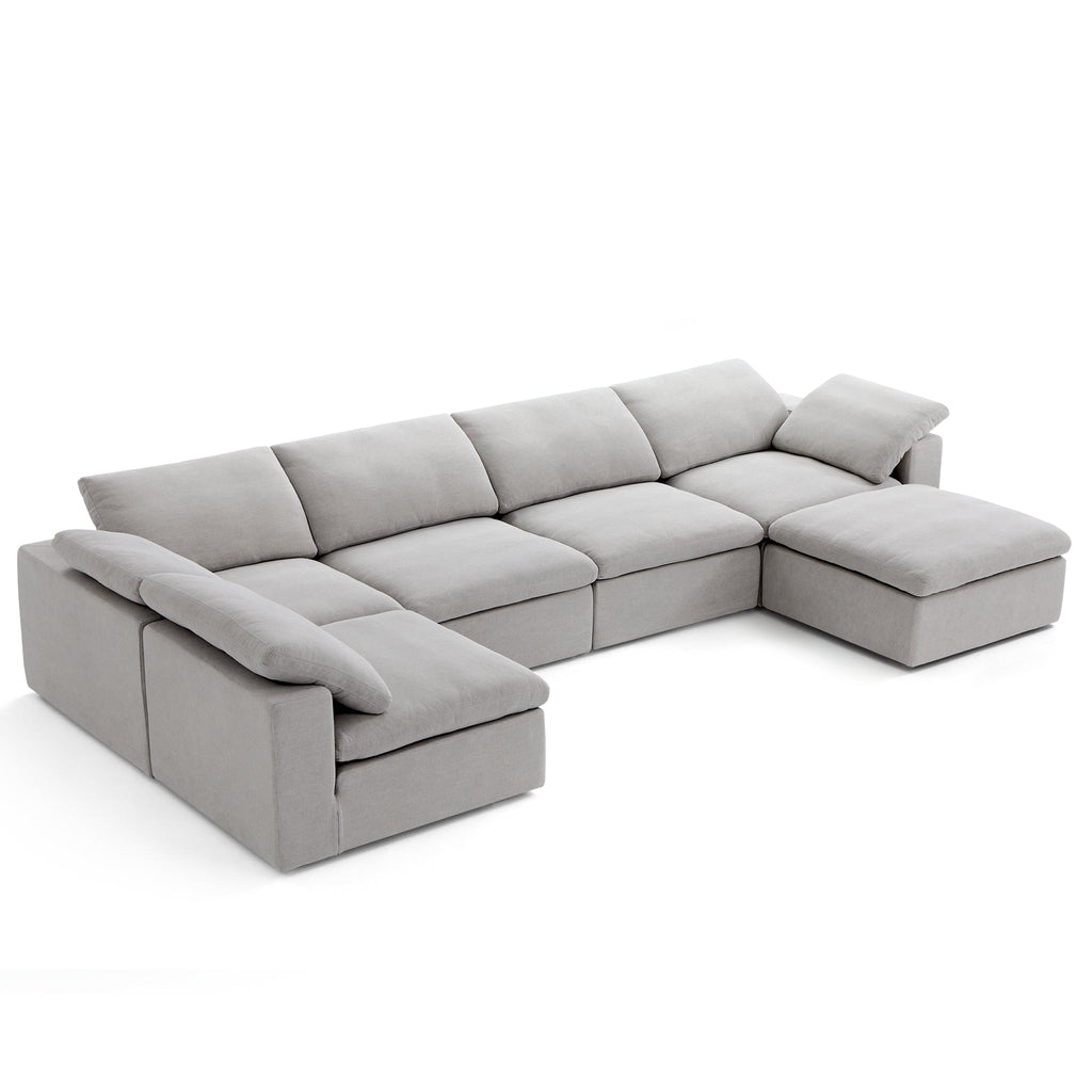 Canapé sectionnel et pouf en L Tender Wabi-Sabi gris