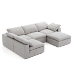 Canapé sectionnel et pouf Tender Wabi-Sabi blanc en forme de L