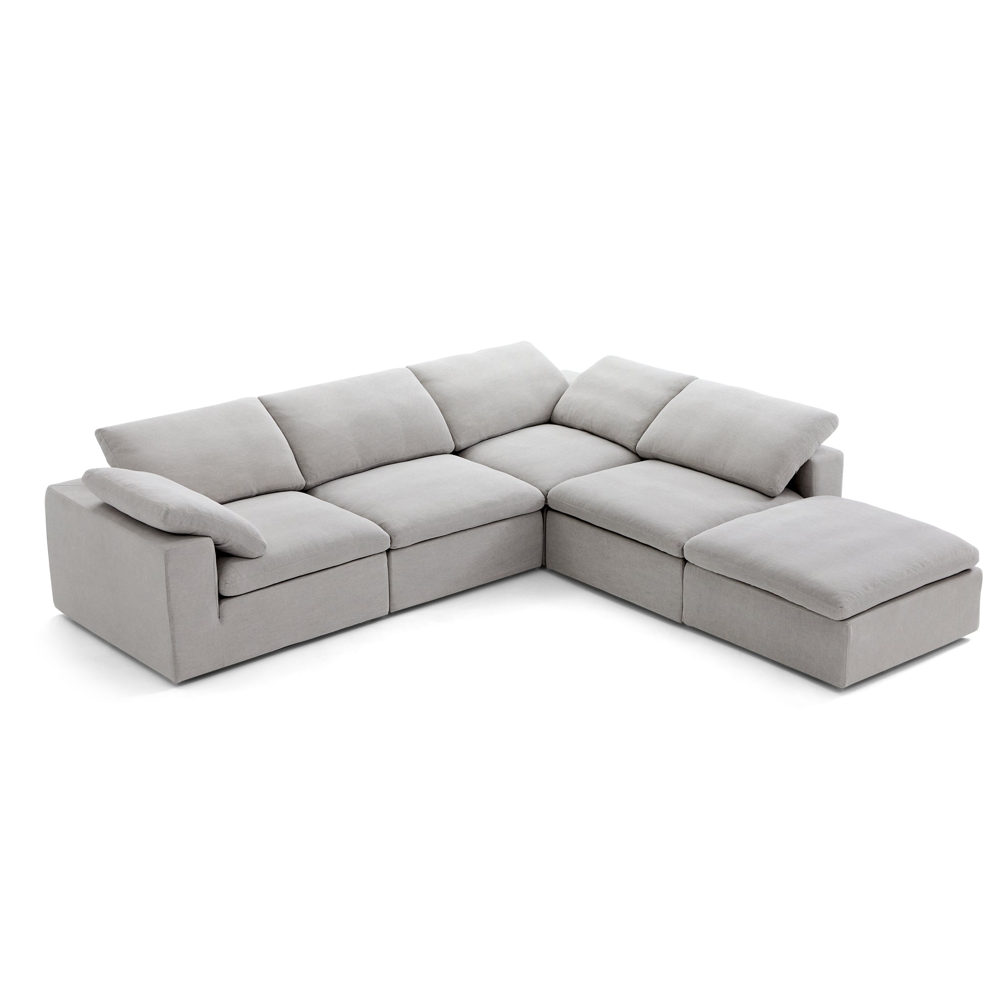 Canapé sectionnel et pouf Tender Wabi-Sabi blanc en forme de L