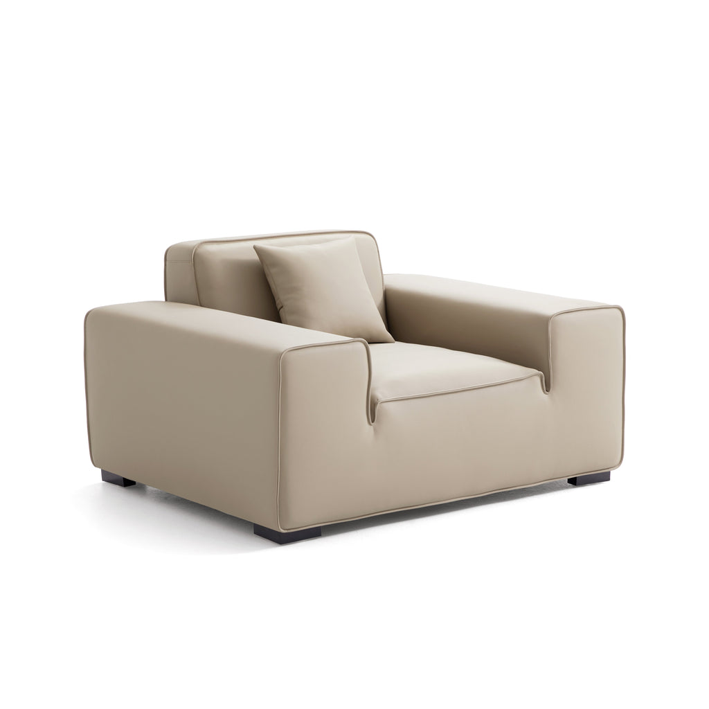 Fauteuil modulaire en cuir beige Domus