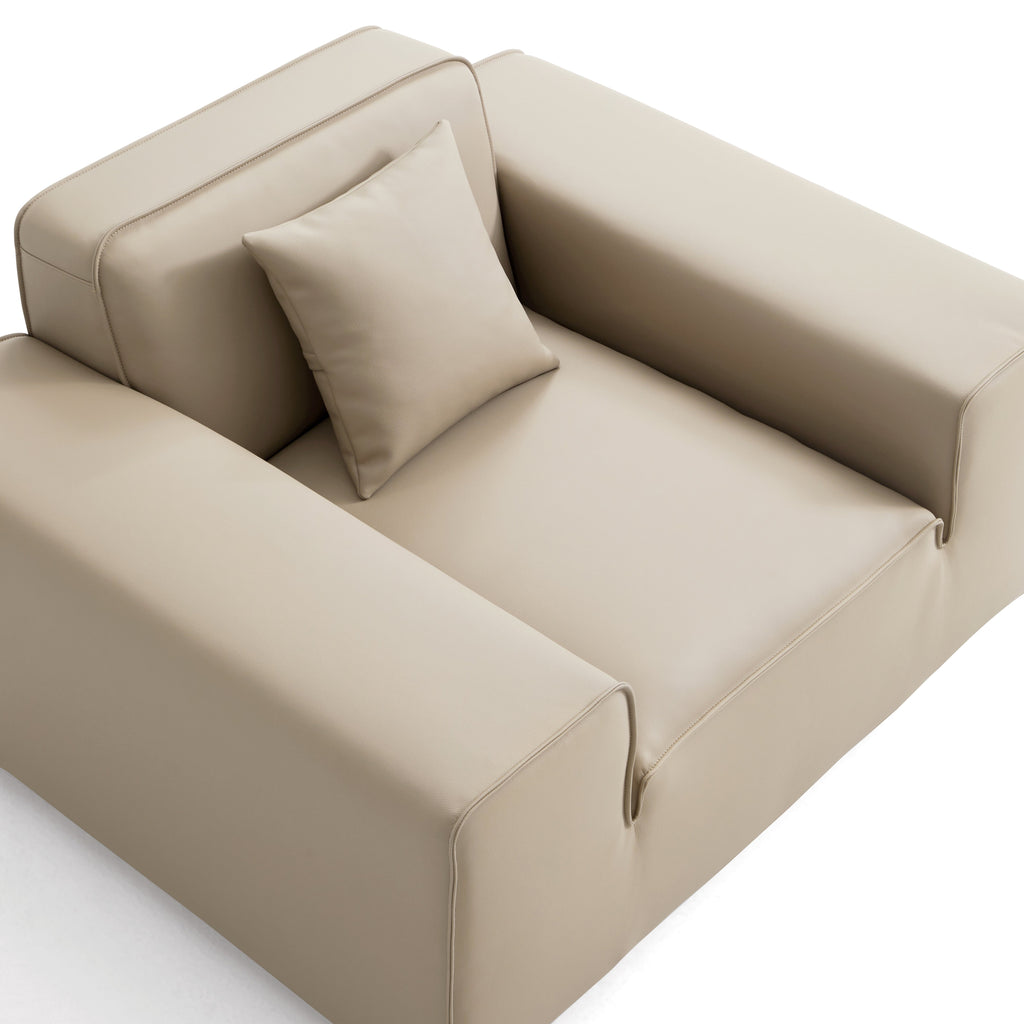 Fauteuil modulaire en cuir marron Domus