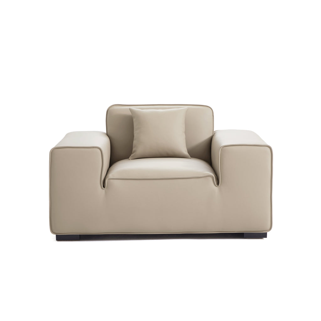 Fauteuil modulaire en cuir beige Domus