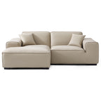 Canapé d'angle modulaire en cuir beige Domus