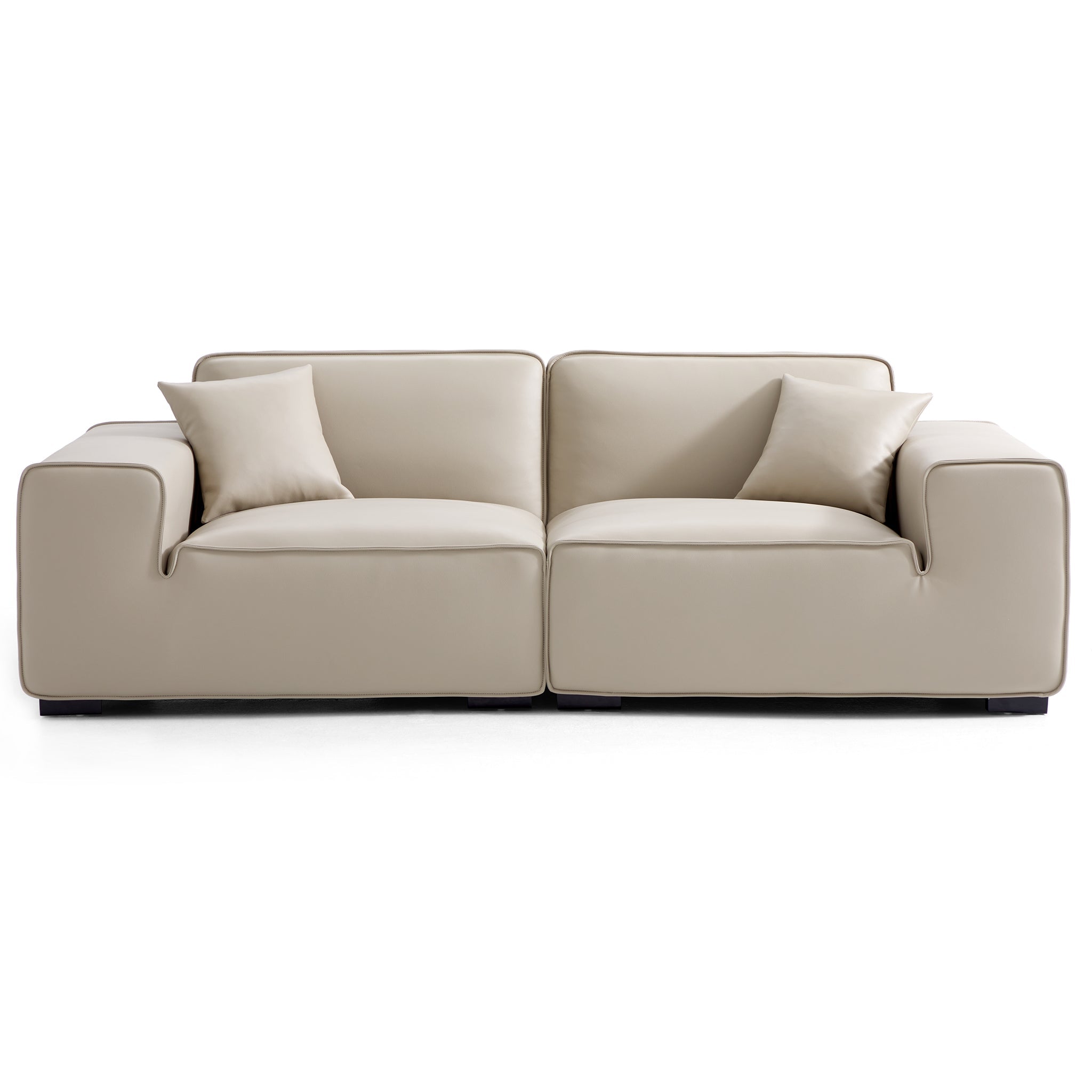 Ensemble de canapés modulaires en cuir kaki Domus