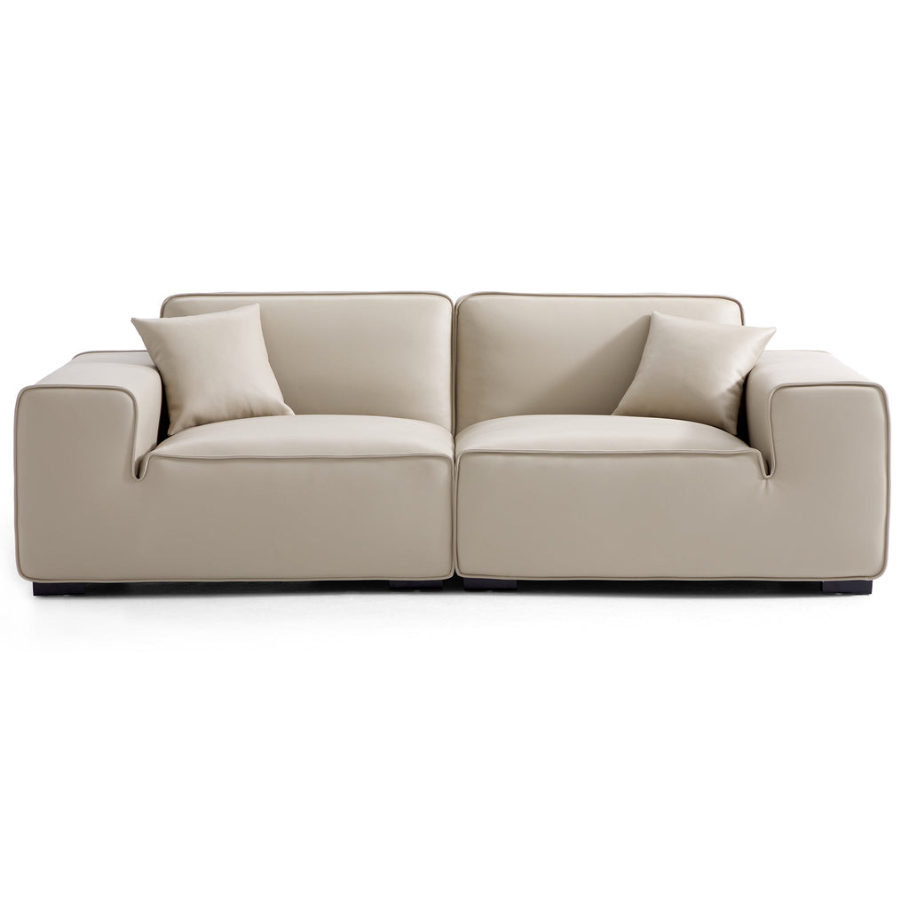 Ensemble de canapés modulaires en cuir beige Domus