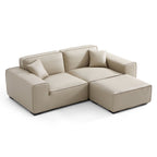 Canapé et pouf modulaires en cuir kaki Domus