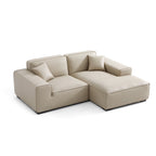 Canapé d'angle modulaire en cuir beige Domus