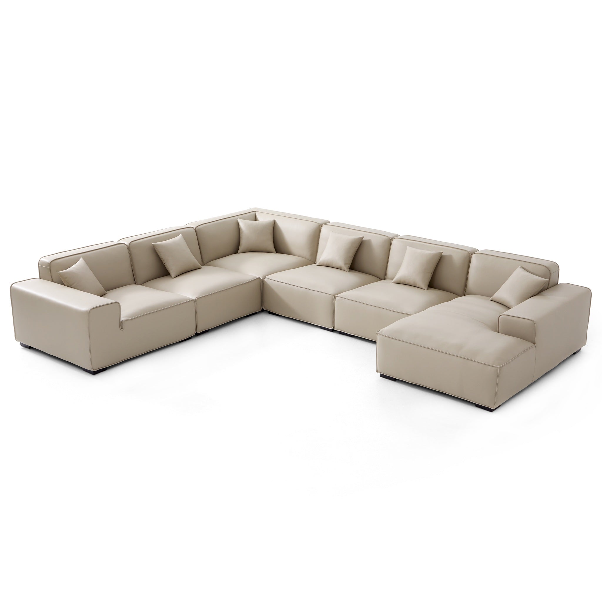 Canapé d'angle modulaire en cuir noir Domus en forme de U