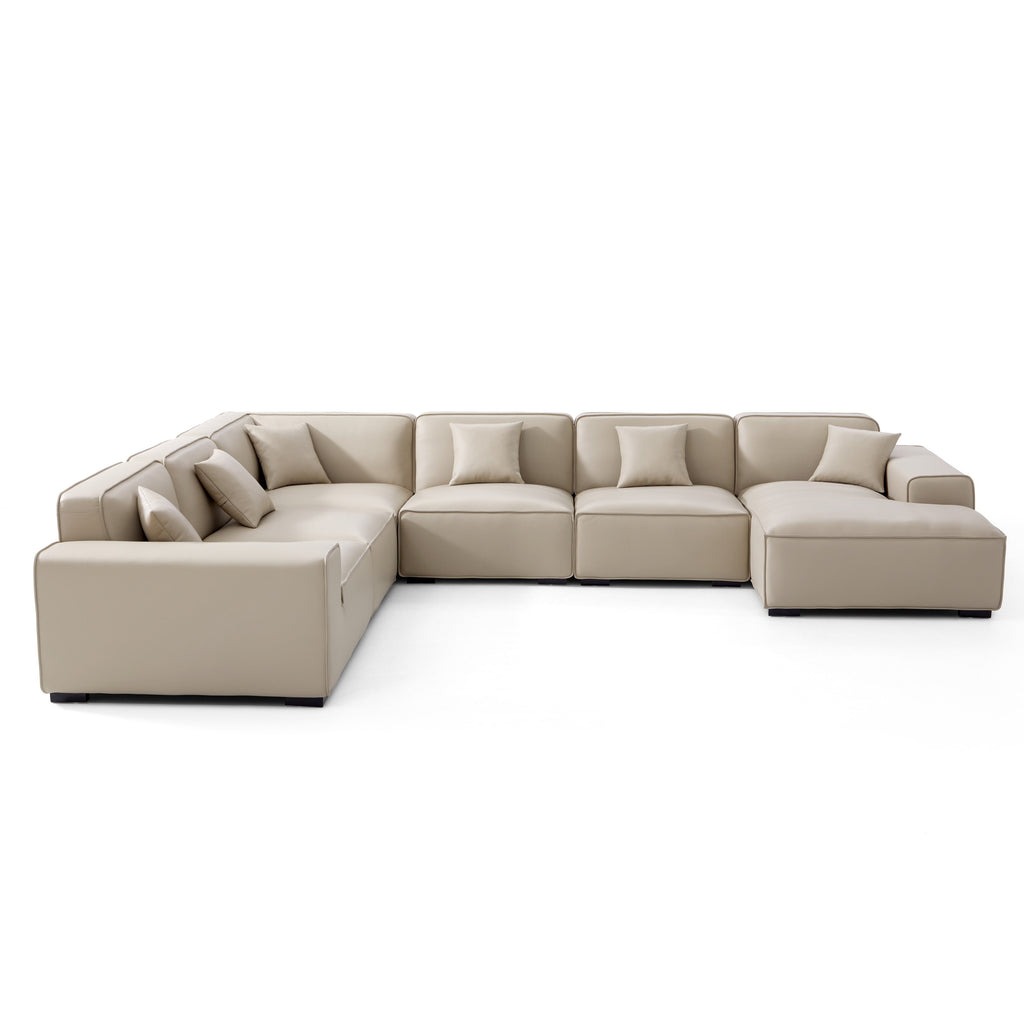 Canapé d'angle modulaire en cuir noir Domus en forme de U