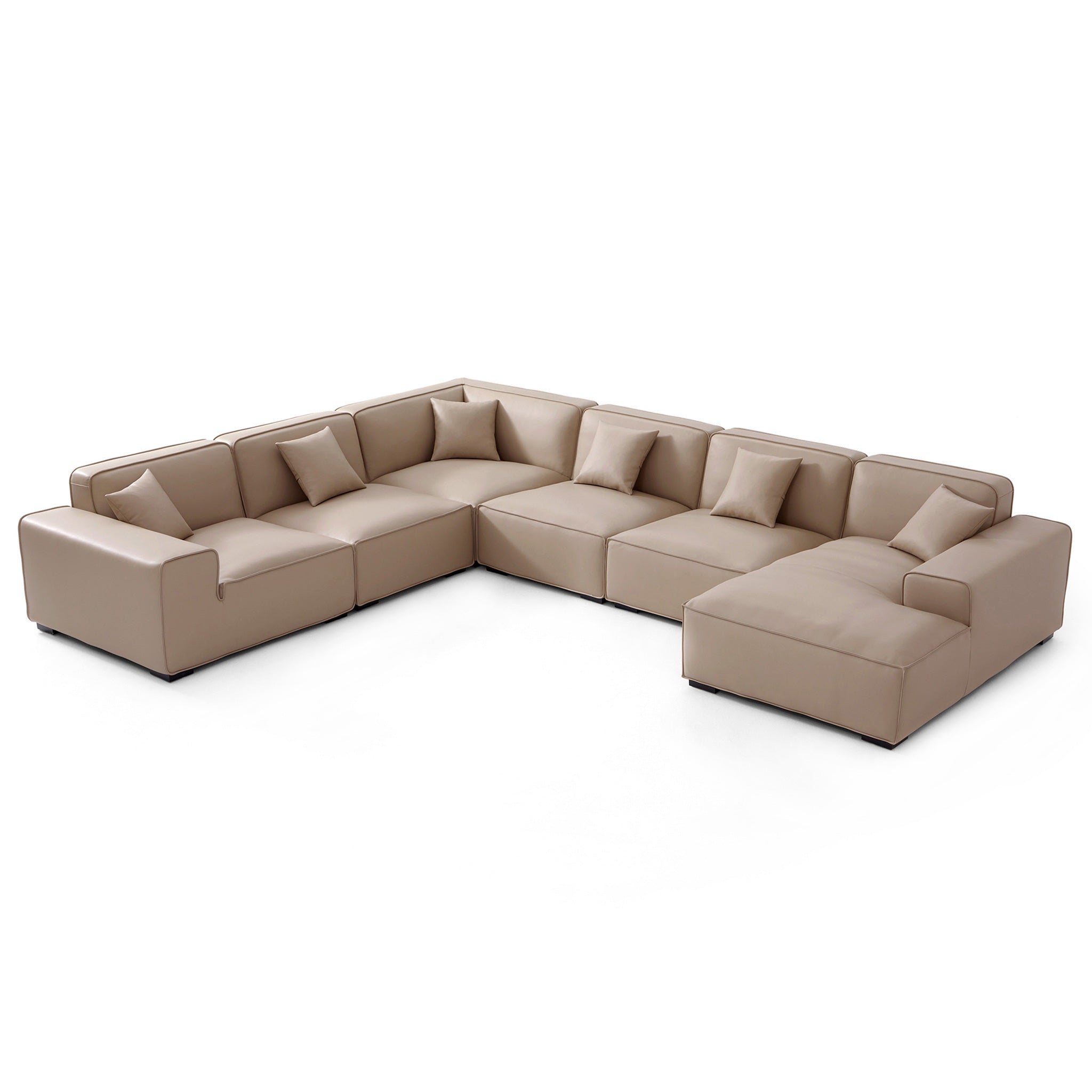 Canapé d'angle modulaire en cuir noir Domus en forme de U