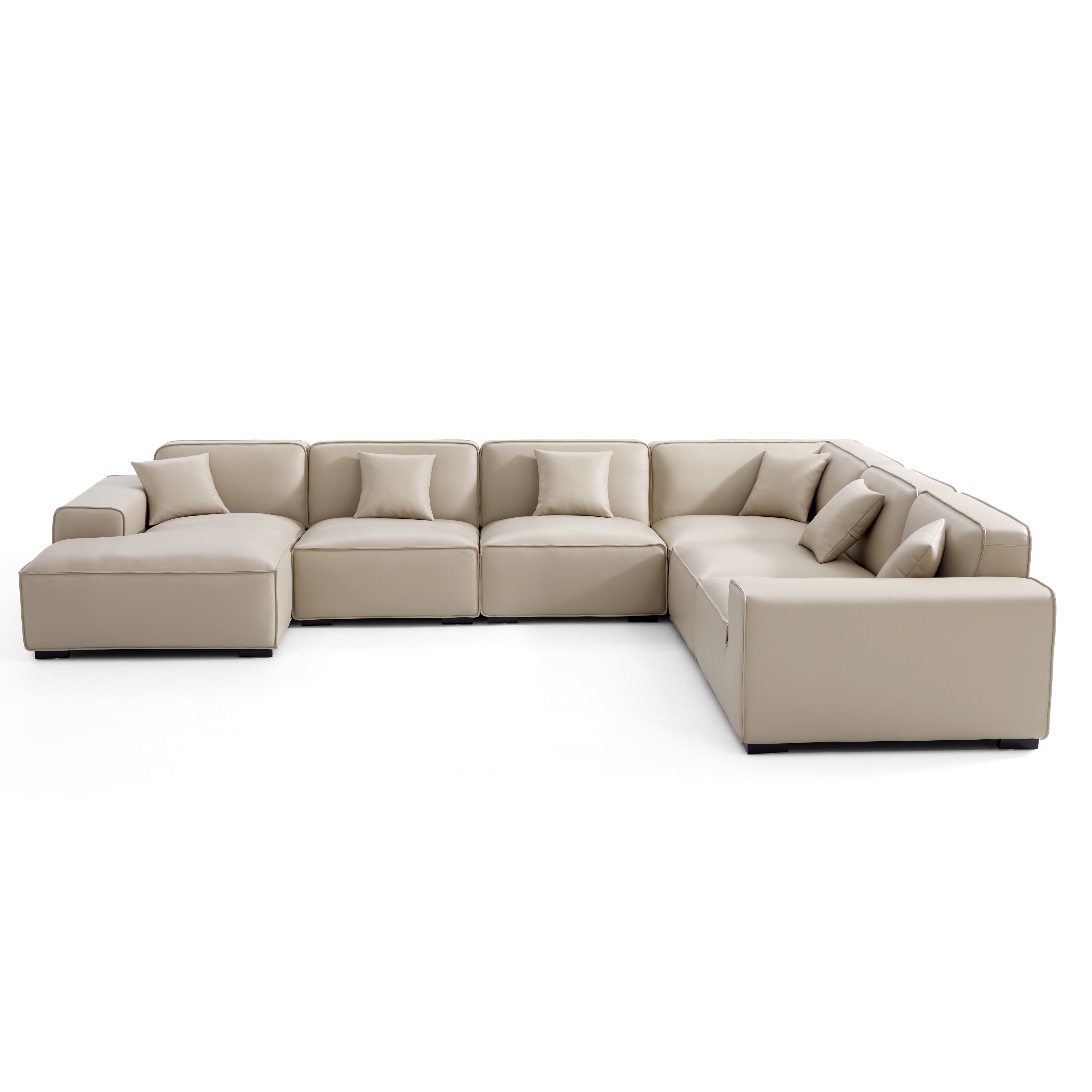 Canapé d'angle modulaire en cuir noir Domus en forme de U