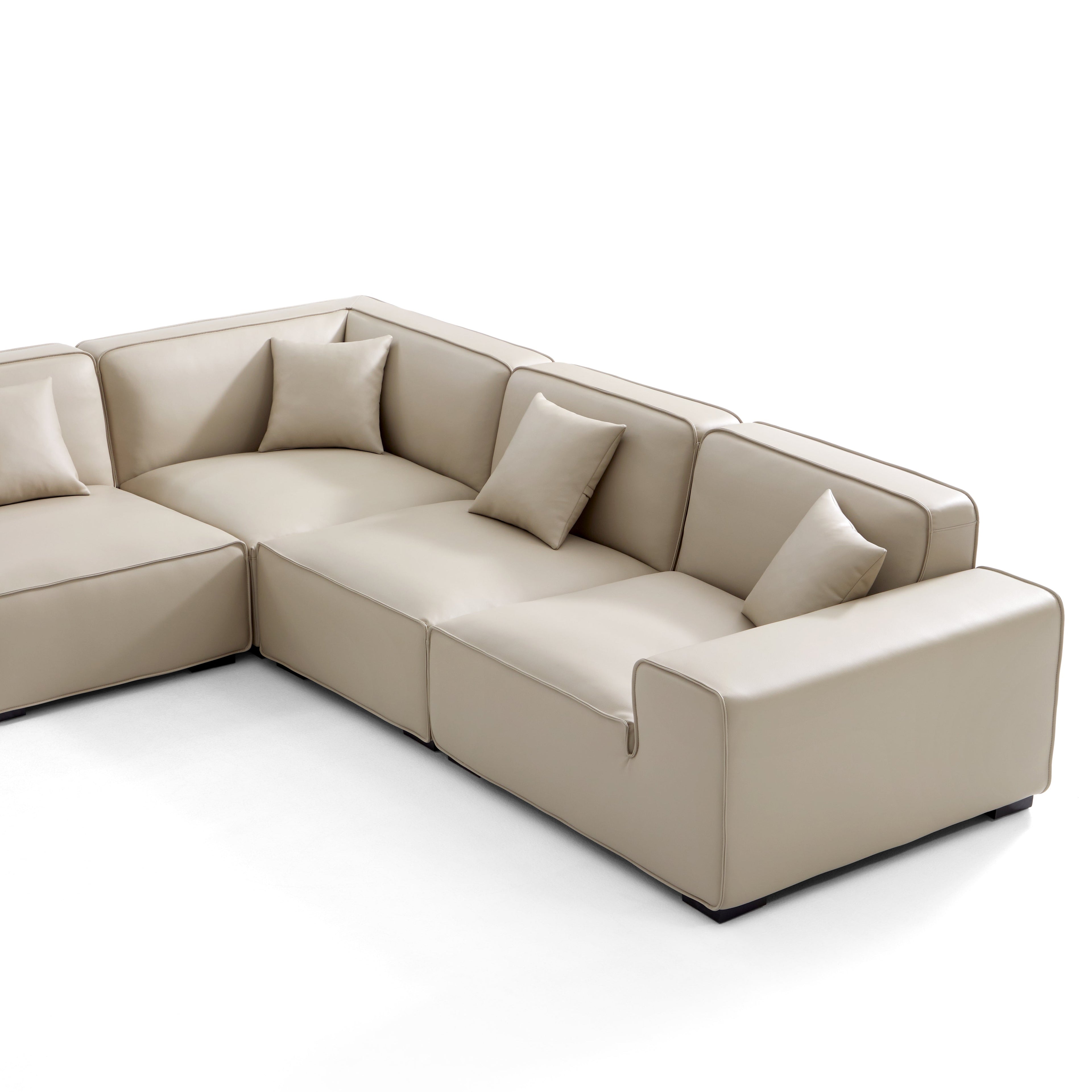 Canapé d'angle modulaire en cuir noir Domus en forme de U