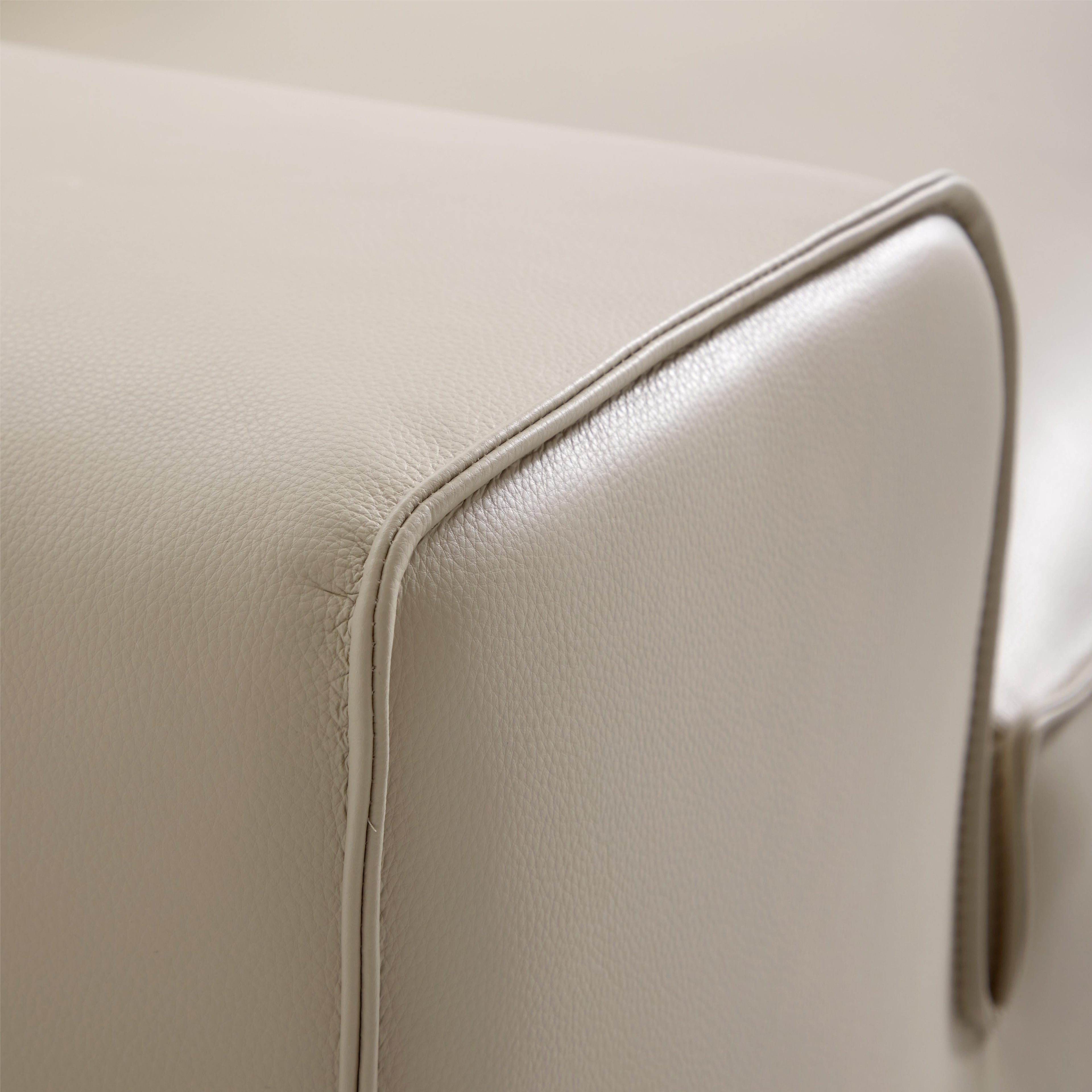 Canapé d'angle modulaire en cuir beige Domus