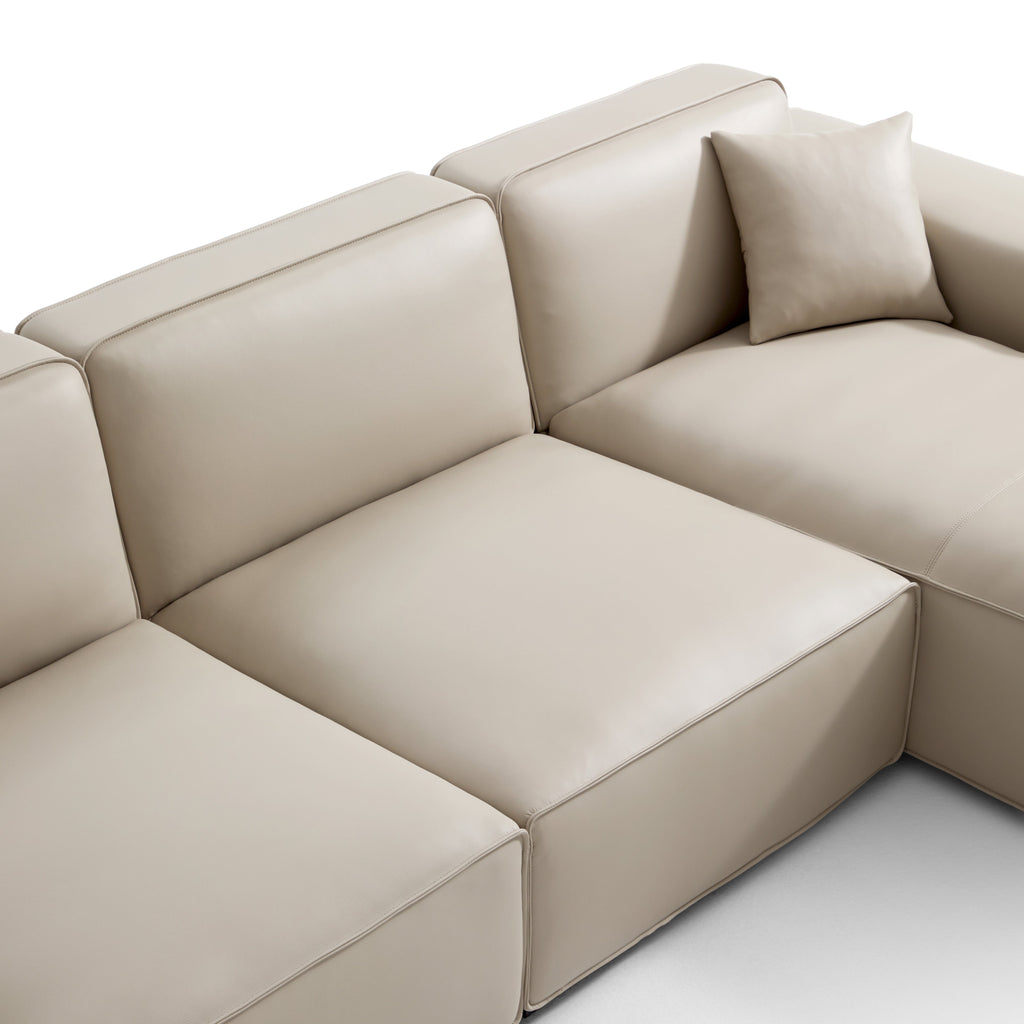 Canapé d'angle modulaire en cuir beige Domus