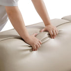 Canapé et pouf modulaires en cuir kaki Domus