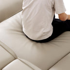 Canapé et pouf modulaires en cuir kaki Domus