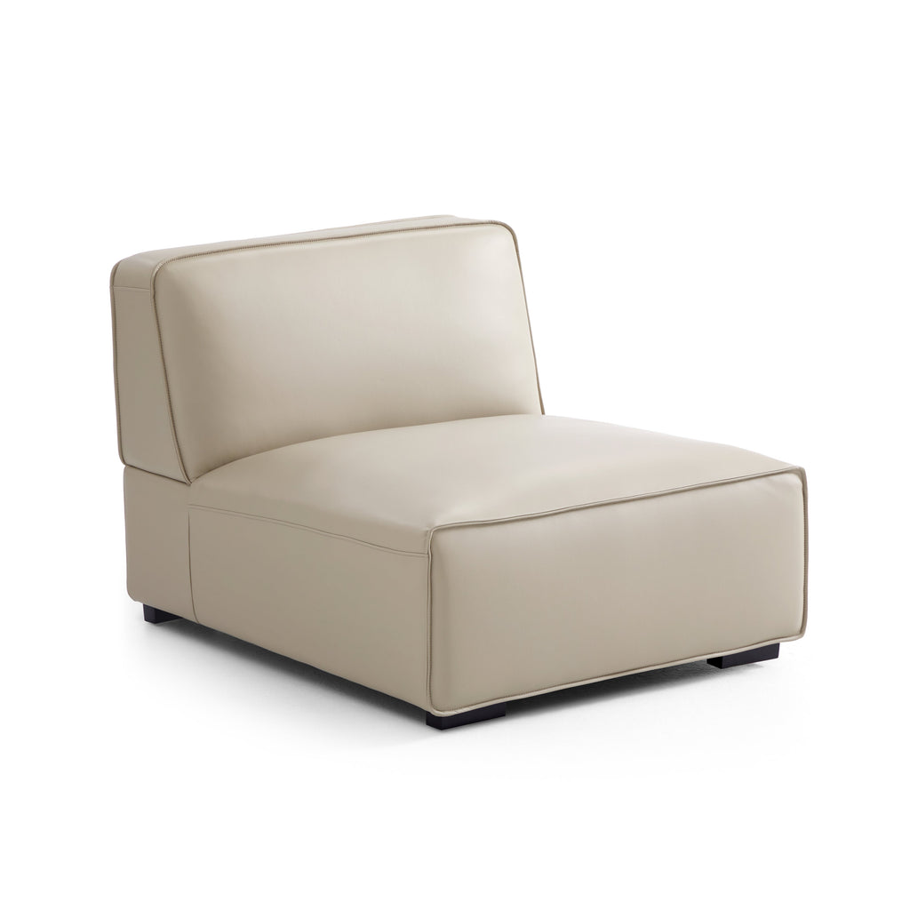 Canapé d'angle double modulaire en cuir beige Domus