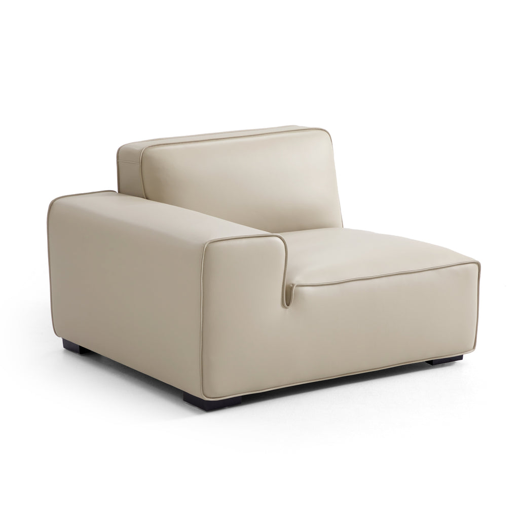 Canapé d'angle modulaire en cuir beige Domus