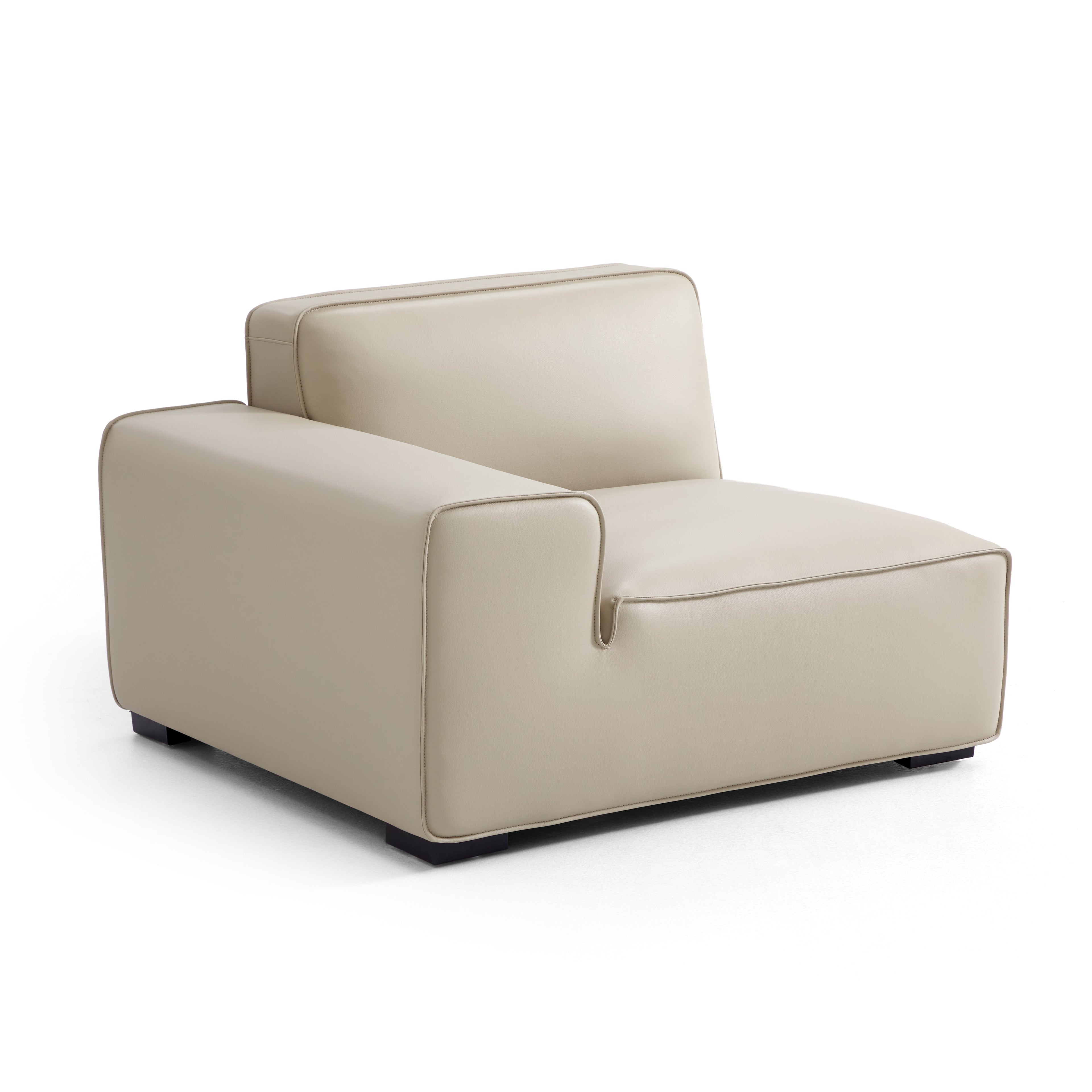 Canapé d'angle modulaire en cuir beige Domus
