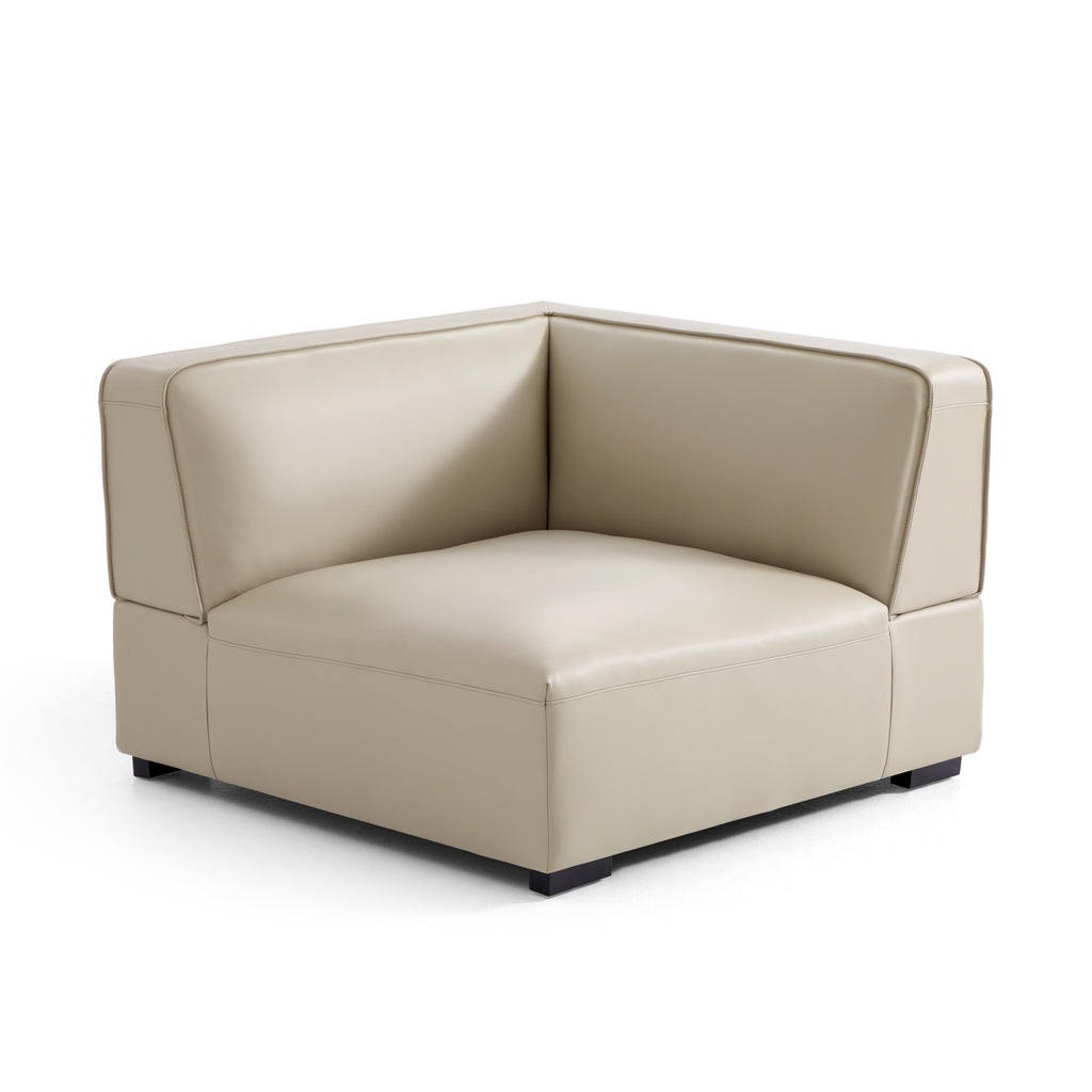 Canapé d'angle modulaire en cuir beige Domus
