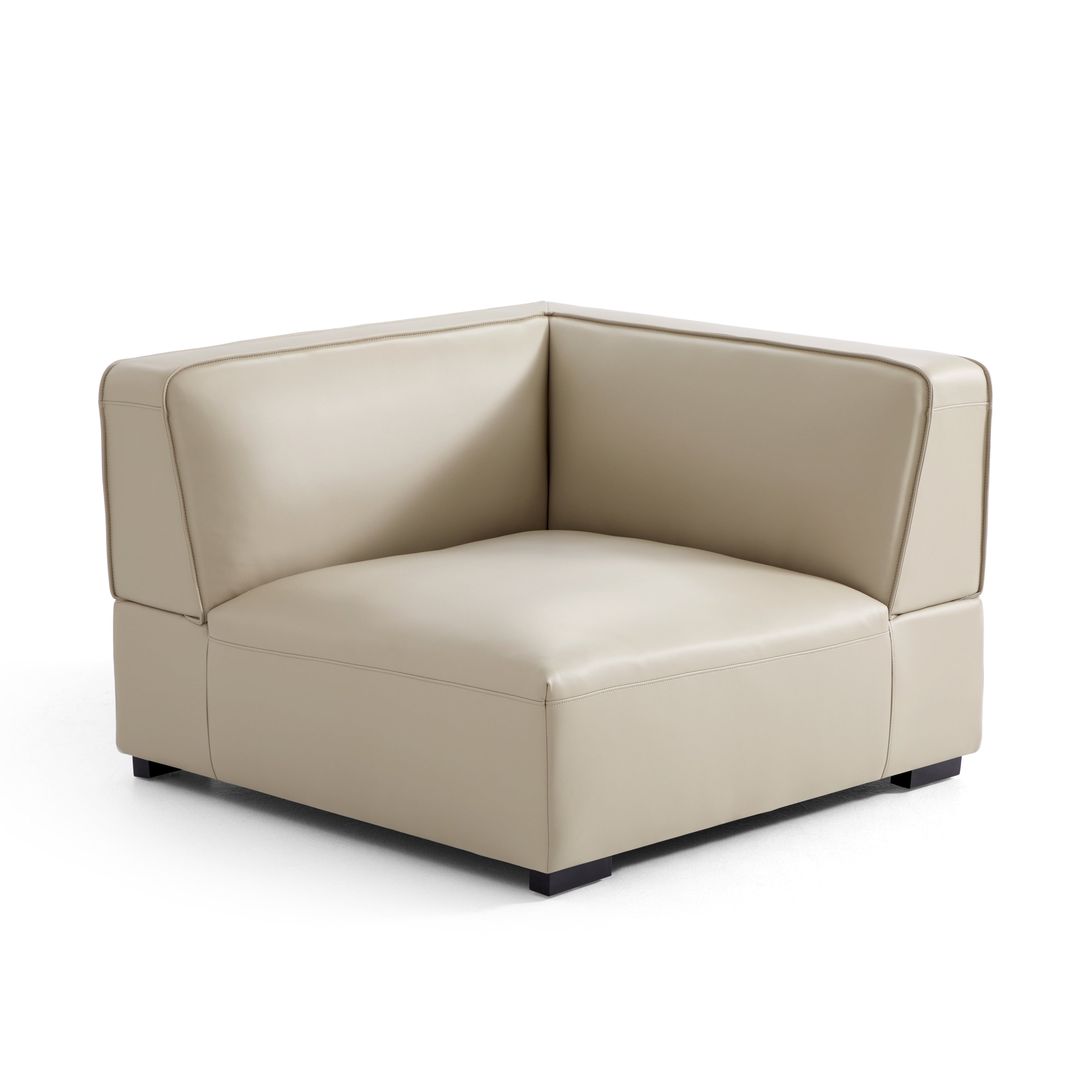 Canapé d'angle modulaire en cuir beige Domus