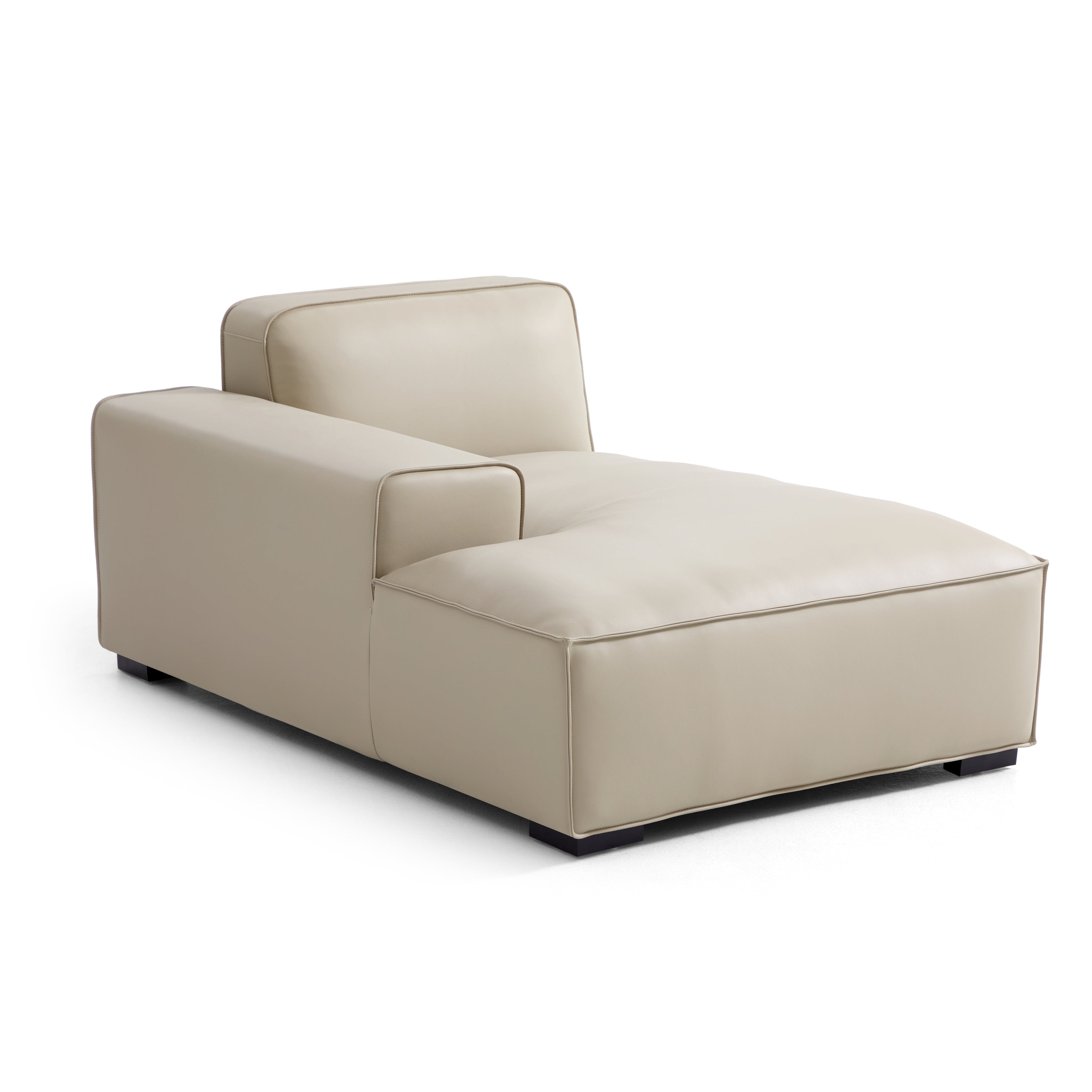 Canapé d'angle double modulaire en cuir beige Domus