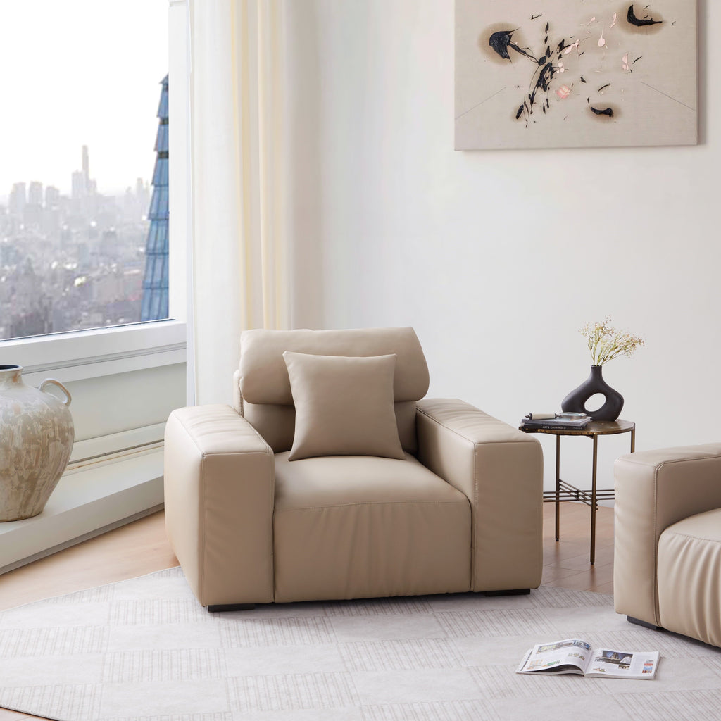 Fauteuil en cuir marron kaki