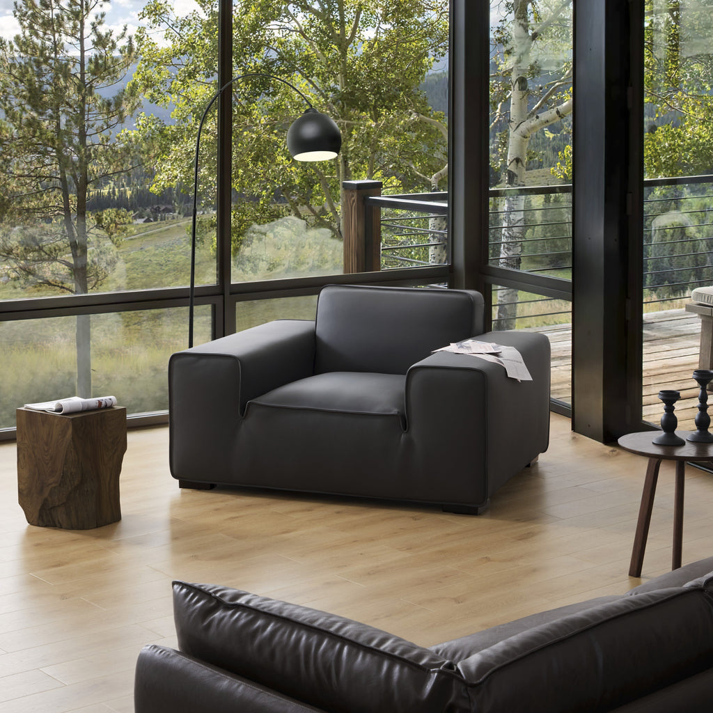 Fauteuil modulaire en cuir noir Domus