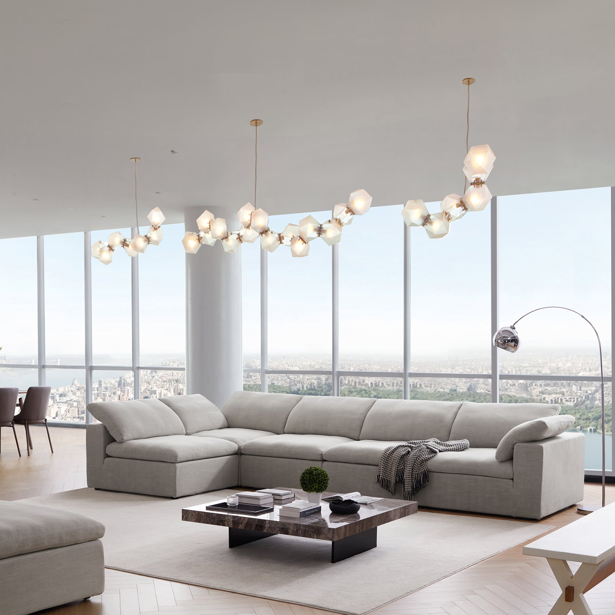 Canapé d'angle en L Tender Wabi-Sabi gris