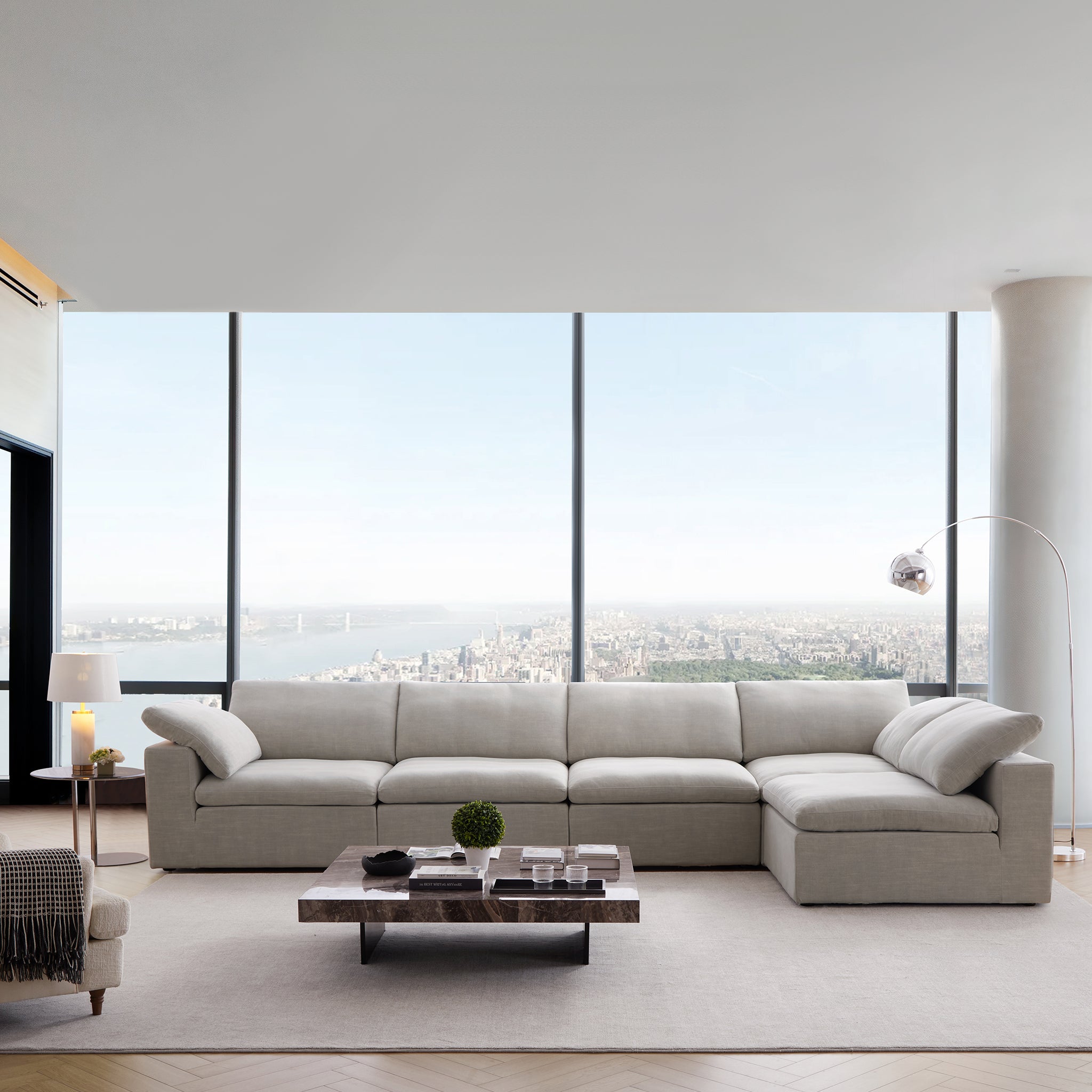 Canapé d'angle en L blanc Tender Wabi-Sabi