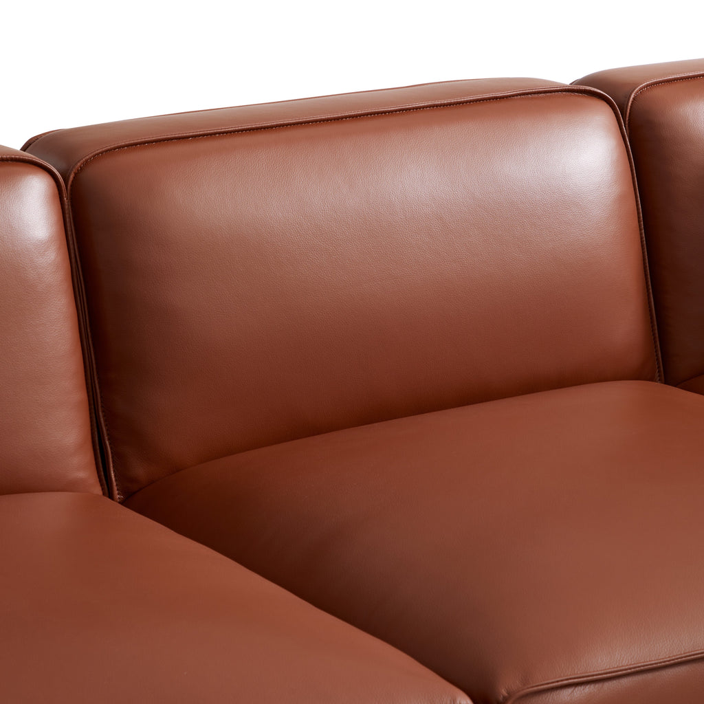 Canapé d'angle double modulaire en cuir marron Domus