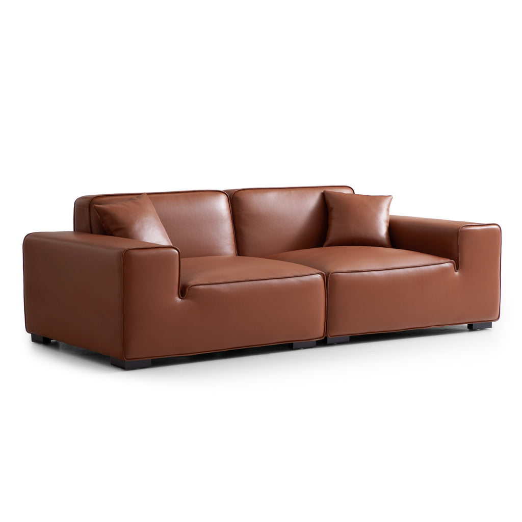 Canapé modulaire en cuir marron Domus