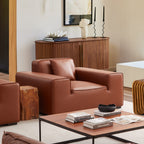 Fauteuil modulaire en cuir marron Domus