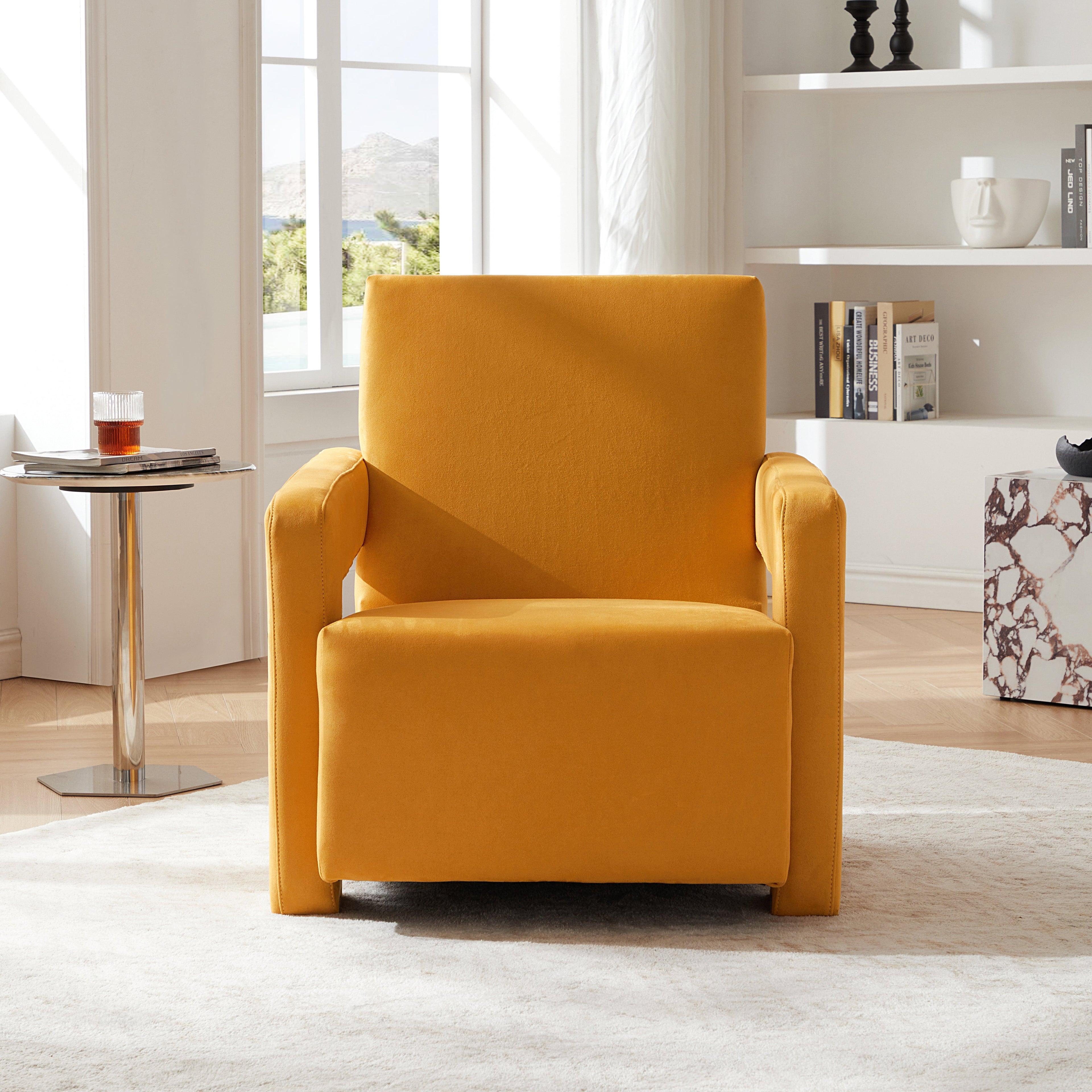 Fauteuil Utrecht en tissu mat Nova Lemon