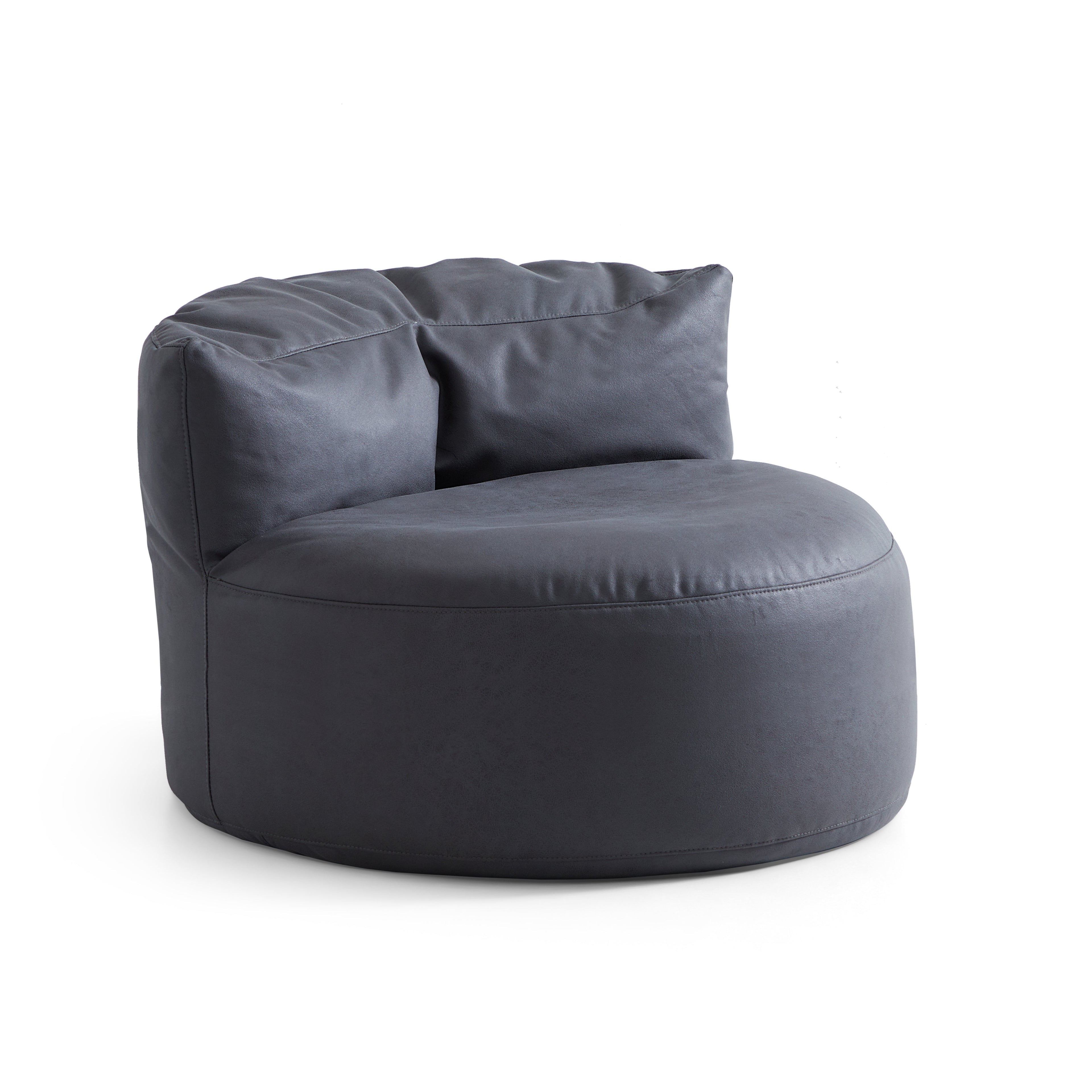 Pouf Eclipse Lounge Leathaire gris foncé avec ottoman