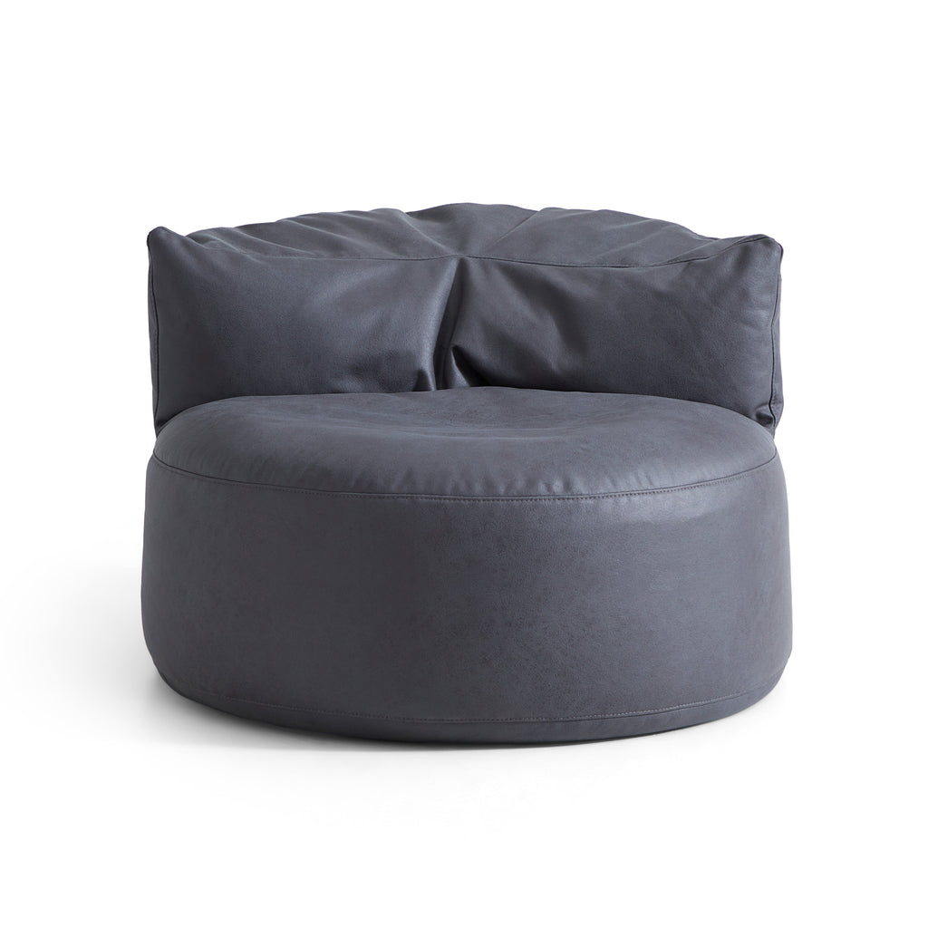 Pouf Eclipse Lounge Leathaire gris foncé avec ottoman