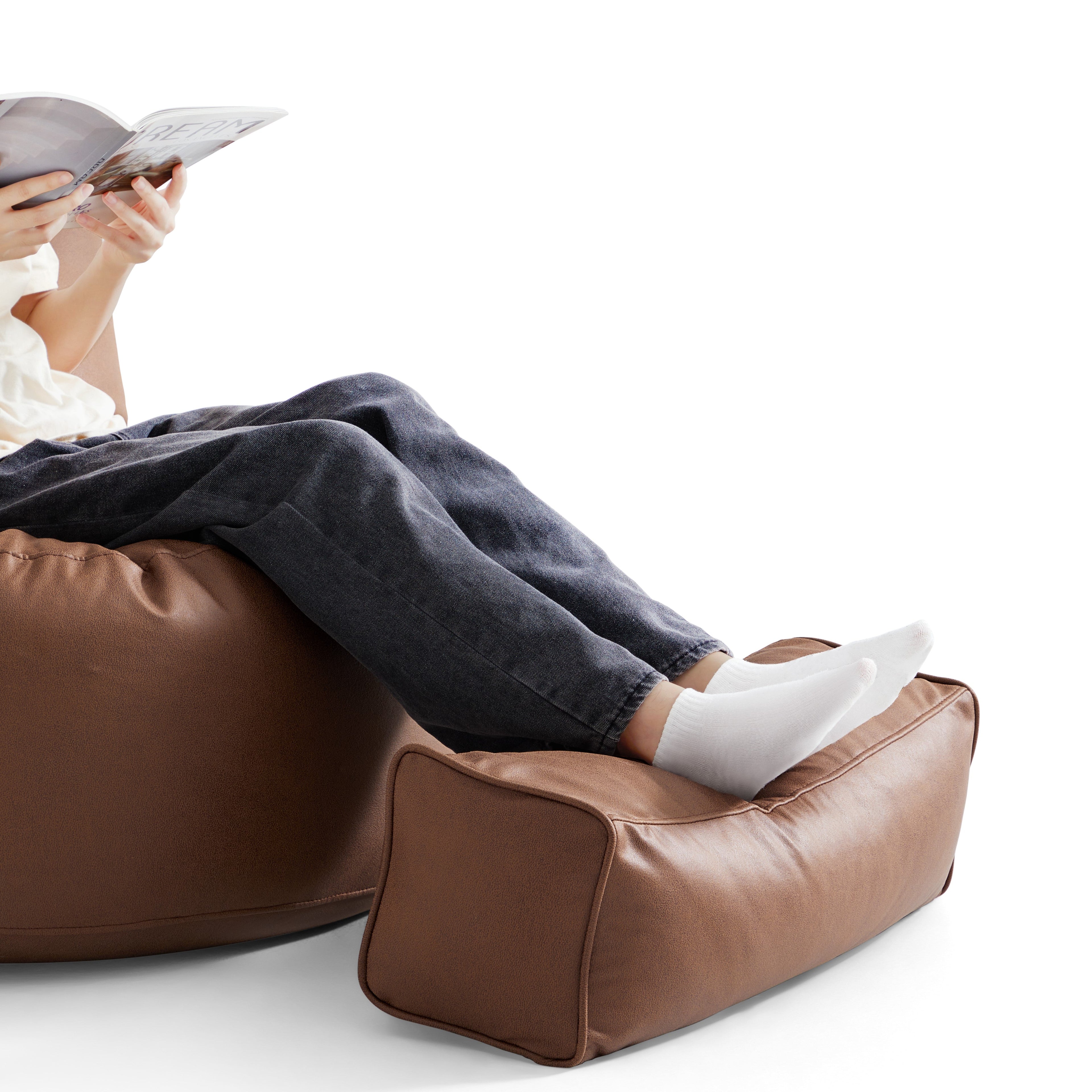 Pouf Eclipse Lounge Leathaire gris foncé avec ottoman