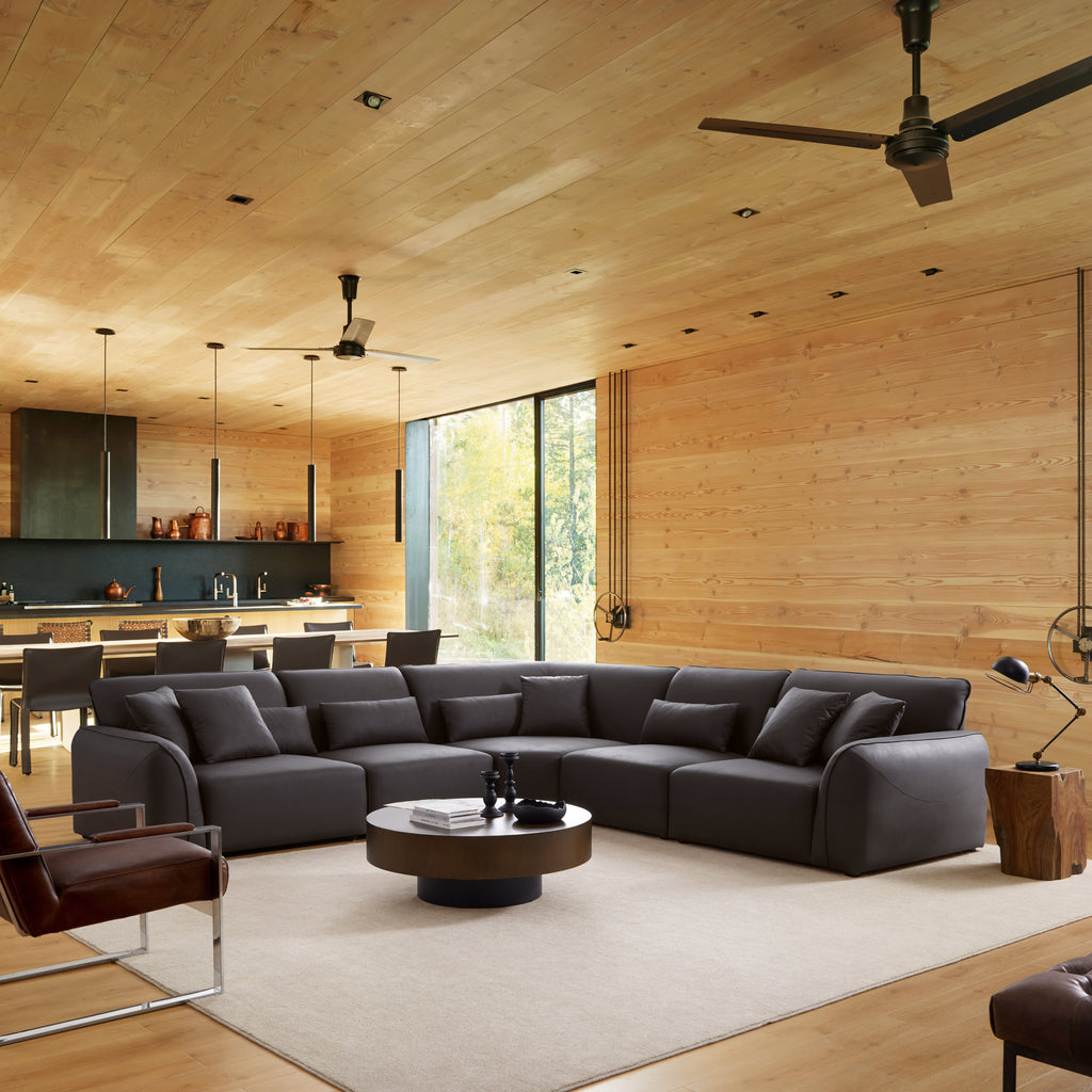 Canapé d'angle noir minimaliste Milano Moda