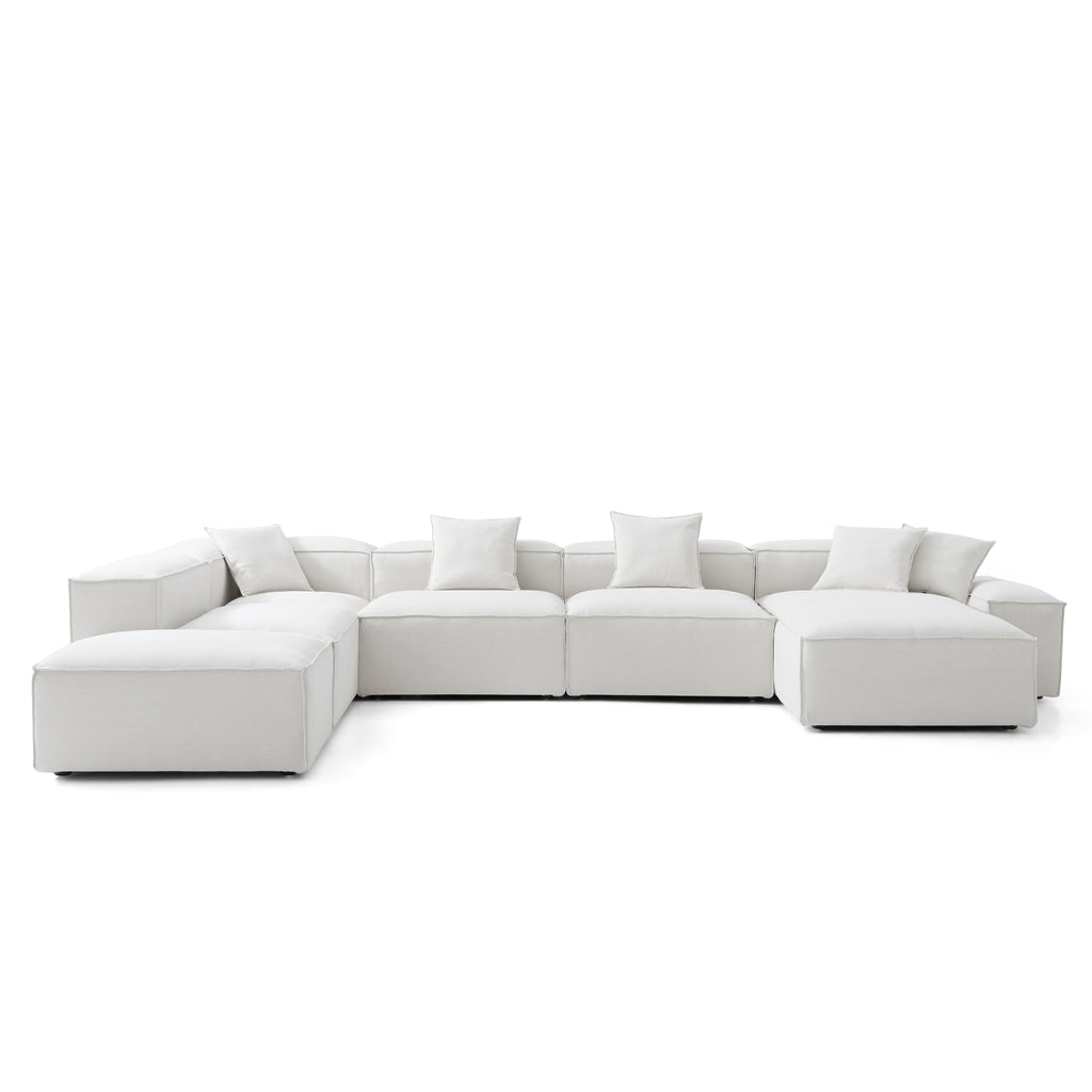 Canapé sectionnel blanc modulaire Freedom à extrémité ouverte