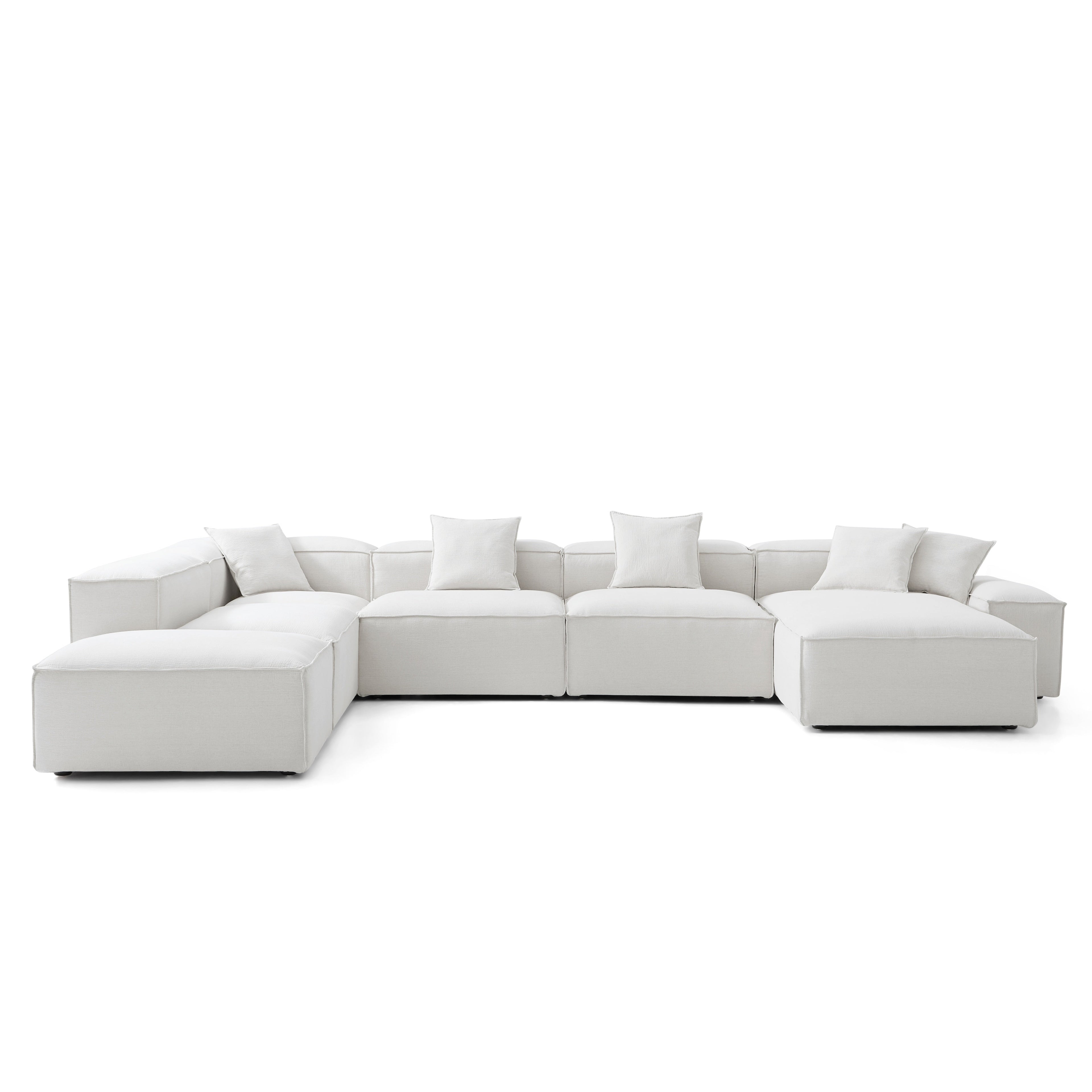 Canapé sectionnel blanc modulaire Freedom à extrémité ouverte