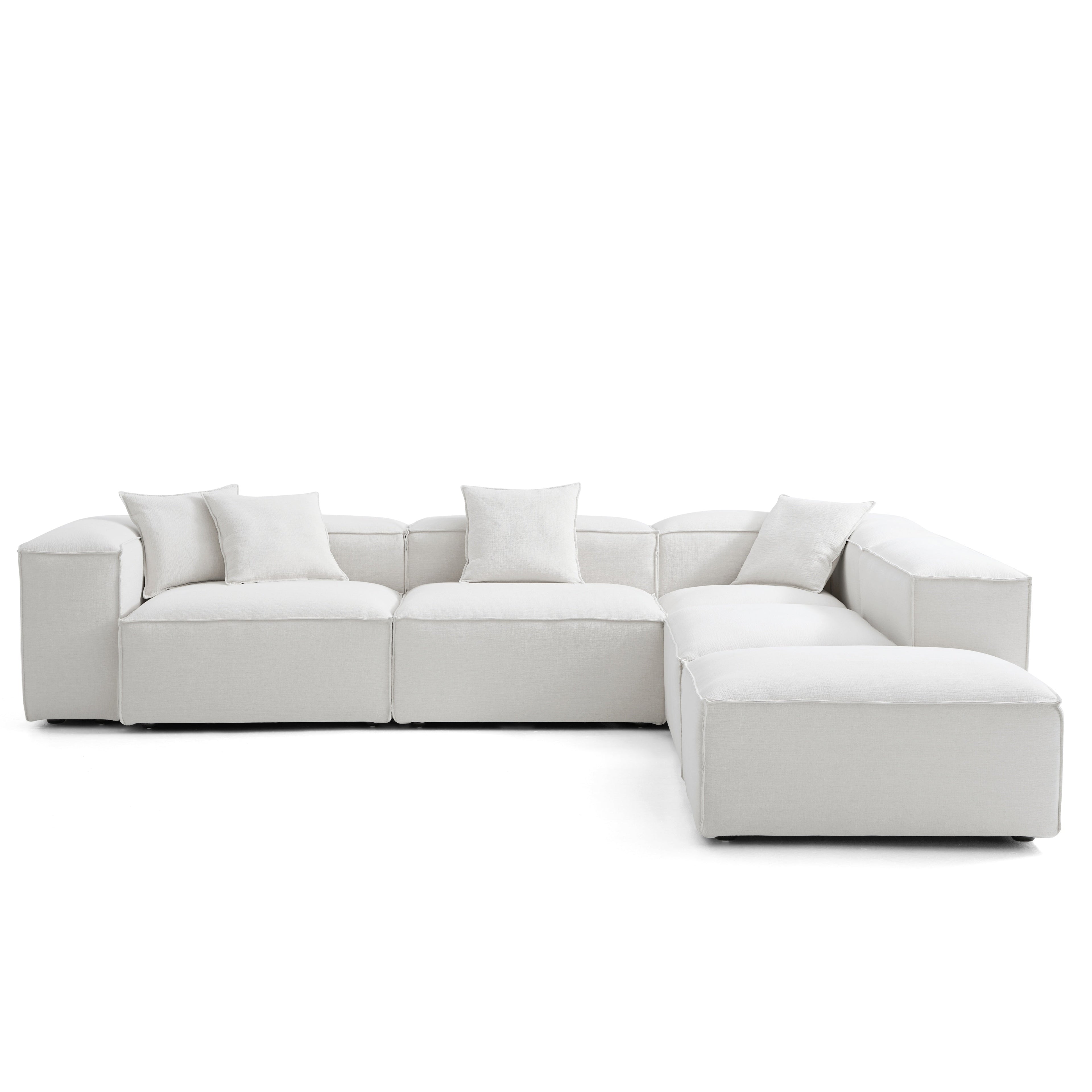 Canapé modulable Freedom en L et pouf kaki