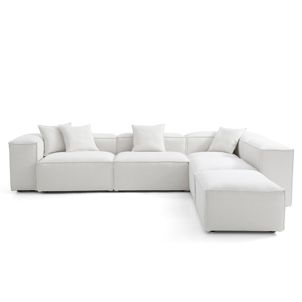 Canapé modulable Freedom en L et pouf kaki