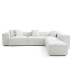 Canapé modulable blanc en L et pouf Freedom