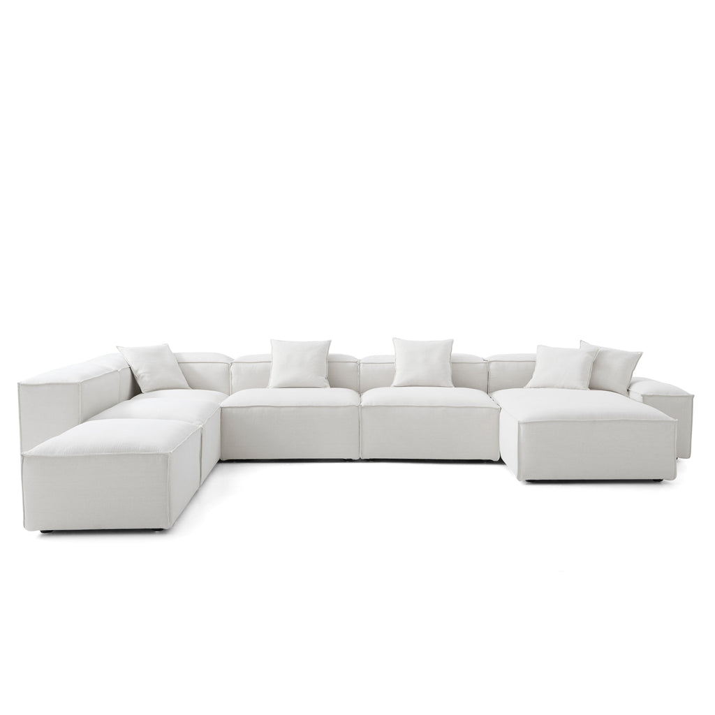 Canapé sectionnel blanc modulaire Freedom à extrémité ouverte