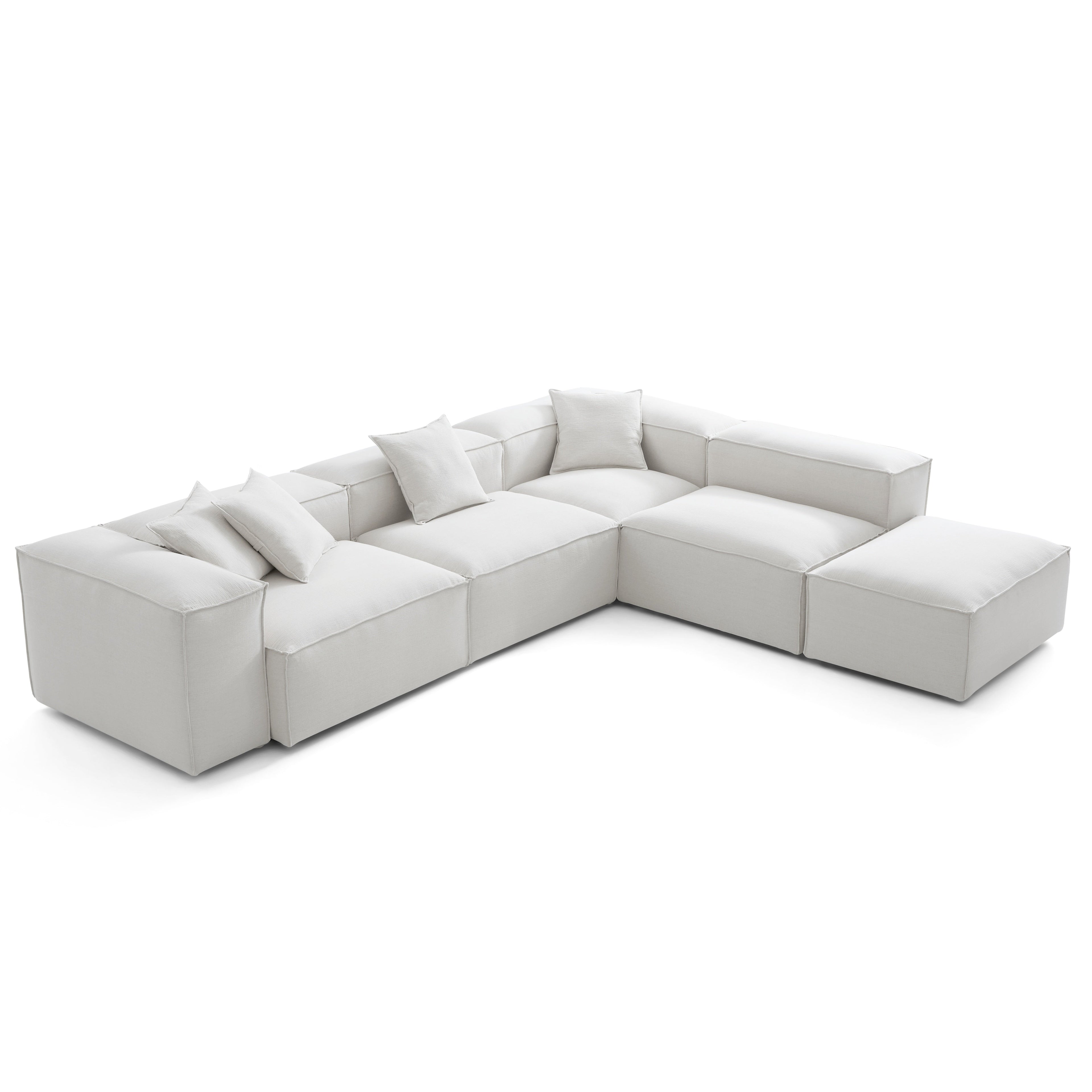 Canapé modulable blanc en L et pouf Freedom