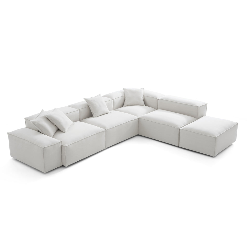 Canapé modulable Freedom en L et pouf kaki