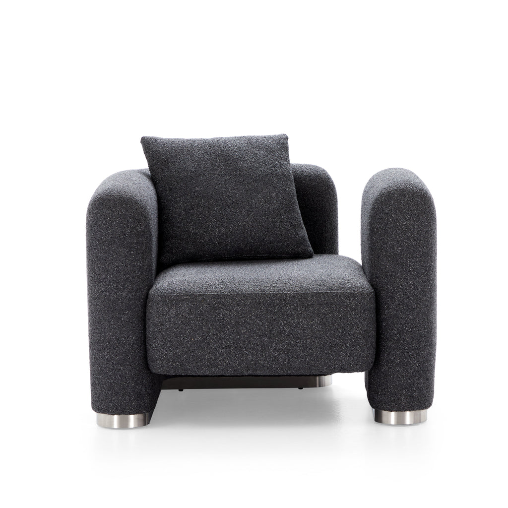 Fauteuil d'appoint en tissu polyester gris foncé Obsidian
