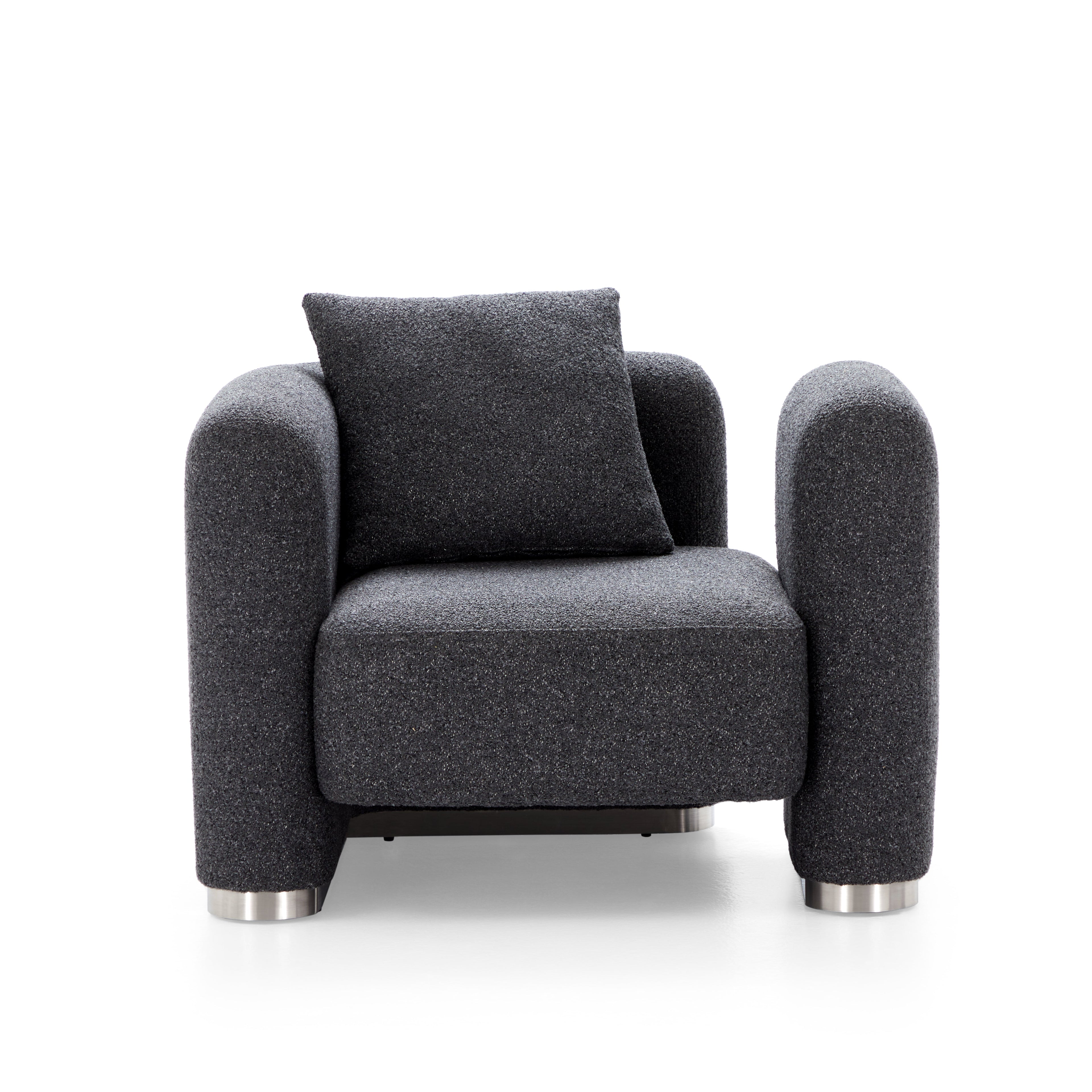 Fauteuil d'appoint en tissu polyester gris foncé Obsidian