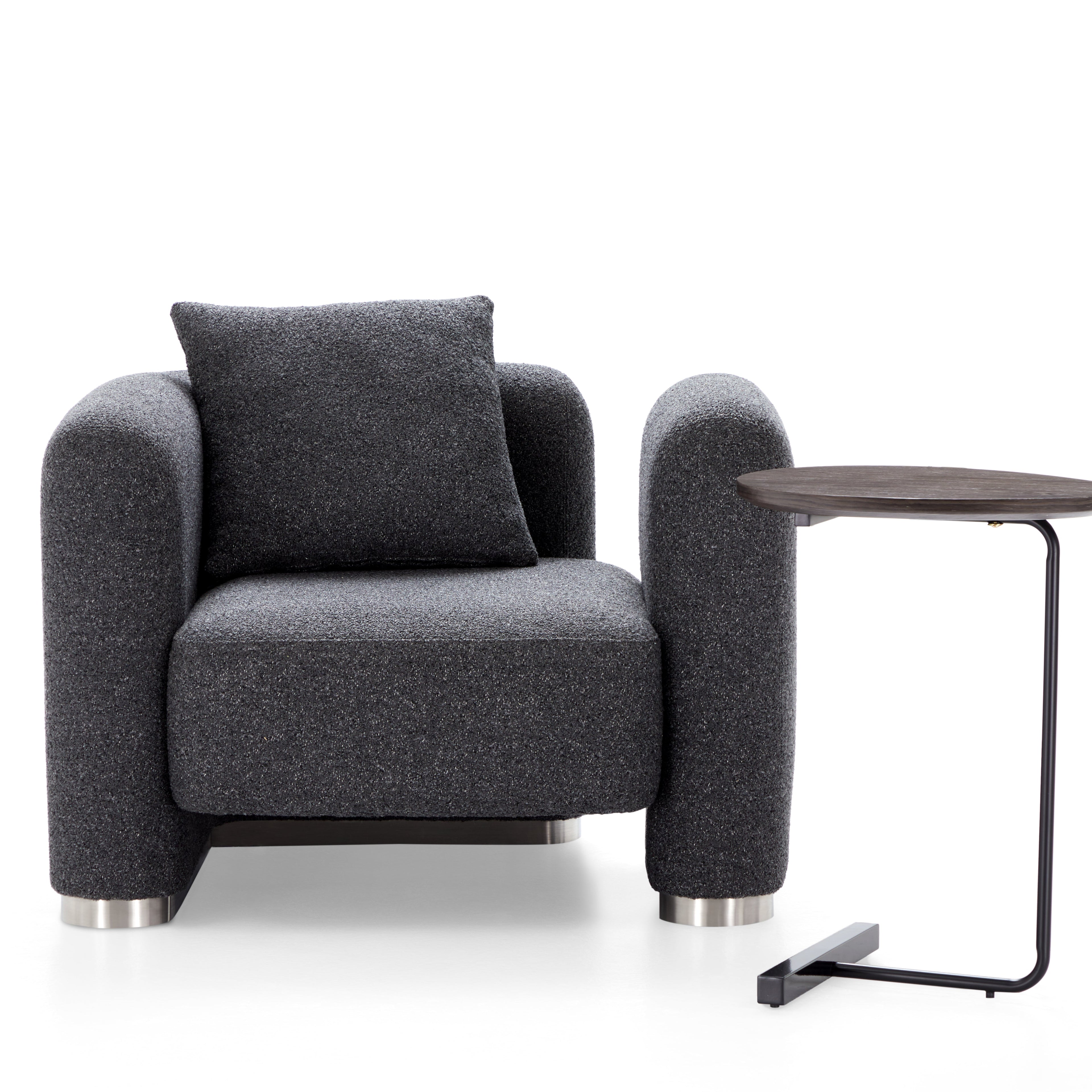 Fauteuil d'appoint en tissu polyester gris foncé Obsidian
